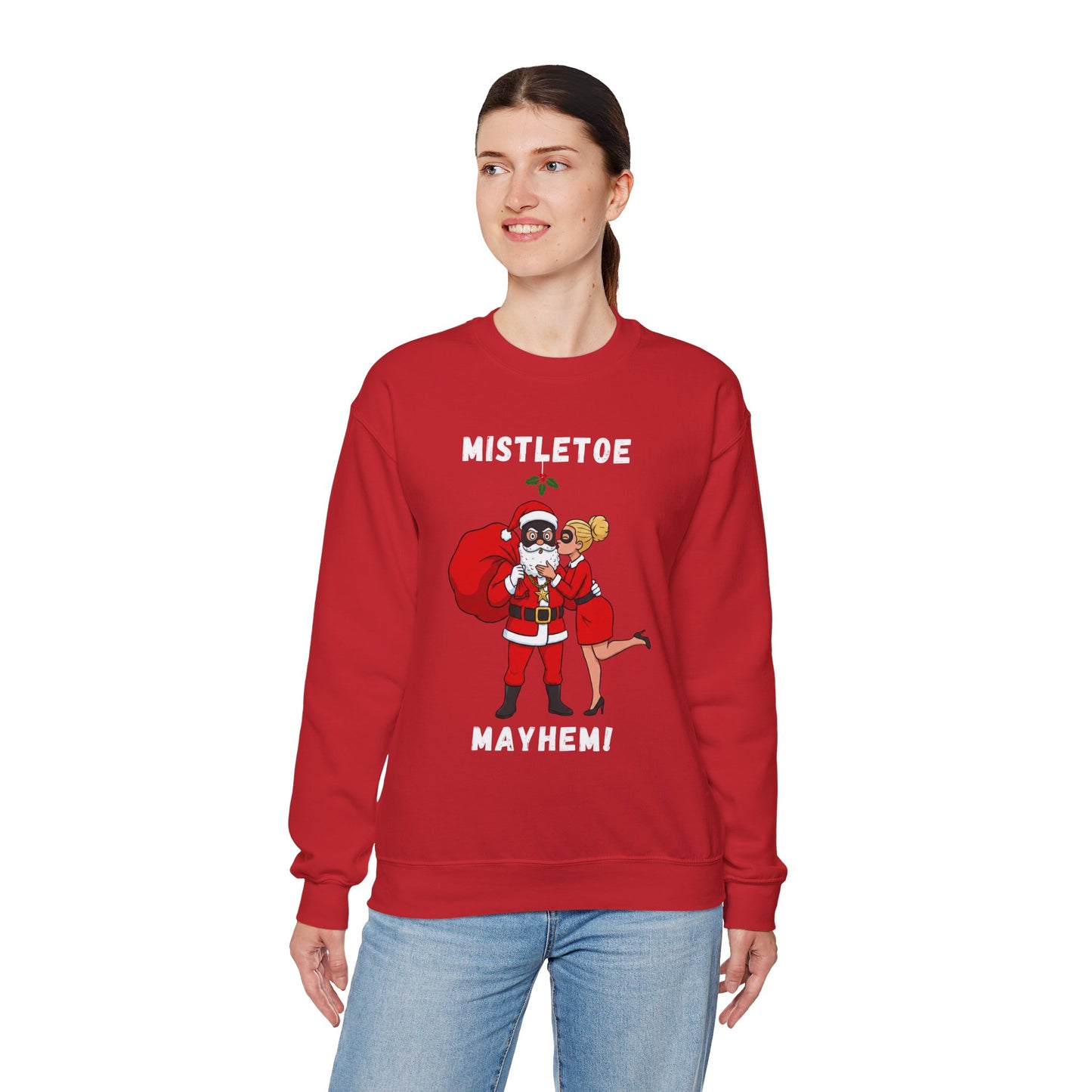 Mistletoe Mayhem (Light Tone) Unisex Ugly Christmas Sweatshirt