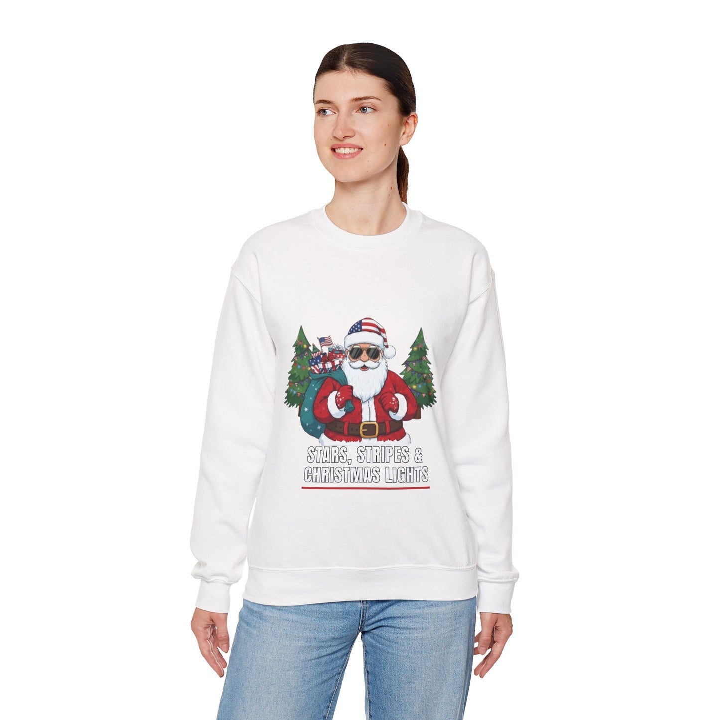 Stars, Stripes & Christmas Lights Unisex Ugly Sweatshirt