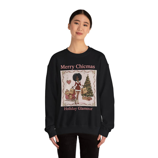 Merry Chicmas (Dark Tone) Unisex Ugly Christmas Sweatshirt