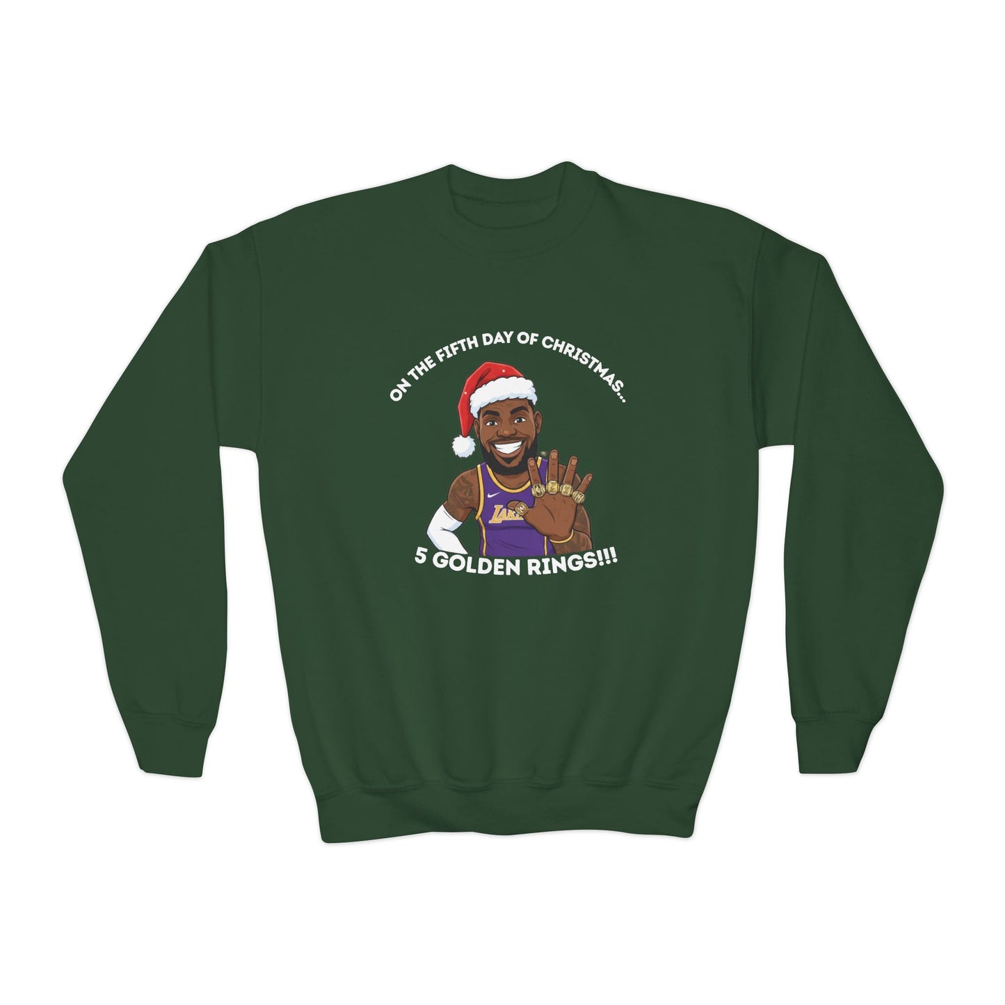 Youth - LeBron James 5 Golden Rings, Ugly Christmas Sweatshirt