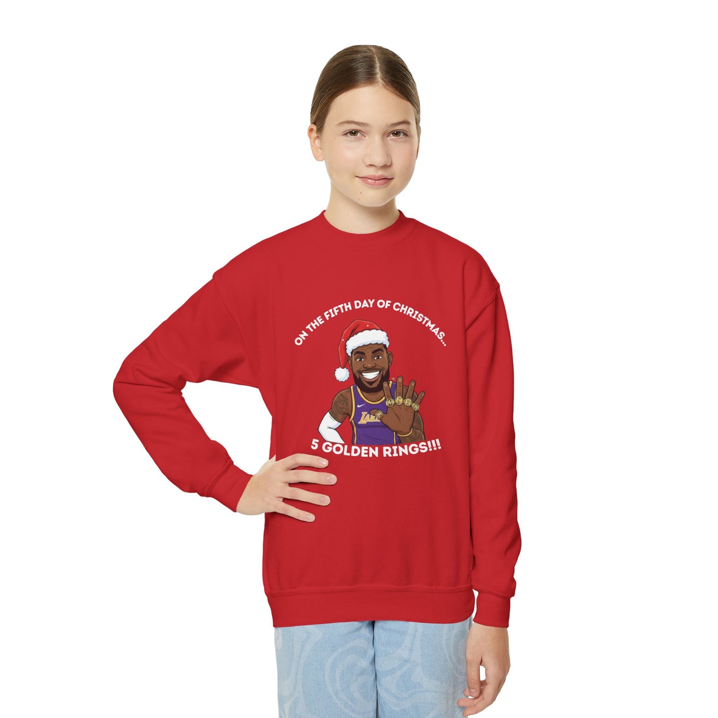 Youth - LeBron James 5 Golden Rings, Ugly Christmas Sweatshirt