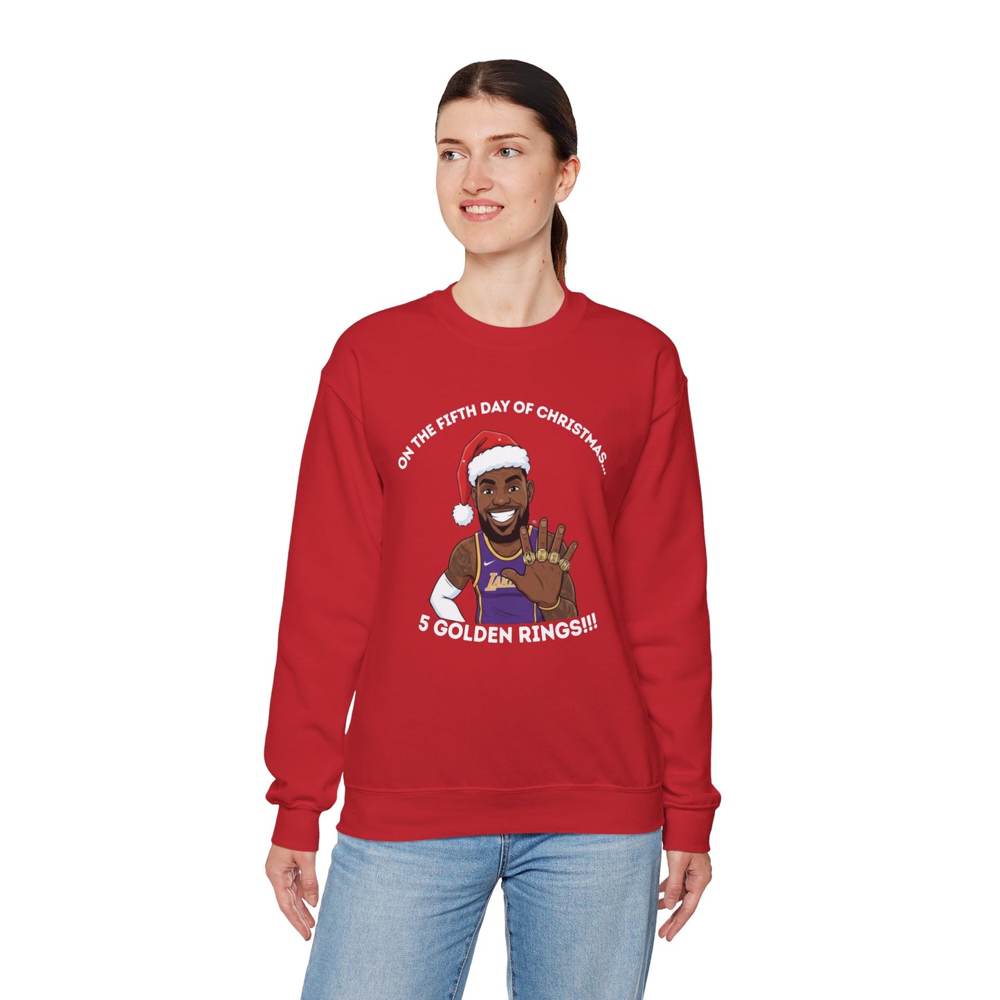 Lebron James 5 Golden Rings Unisex Ugly Christmas Sweatshirt