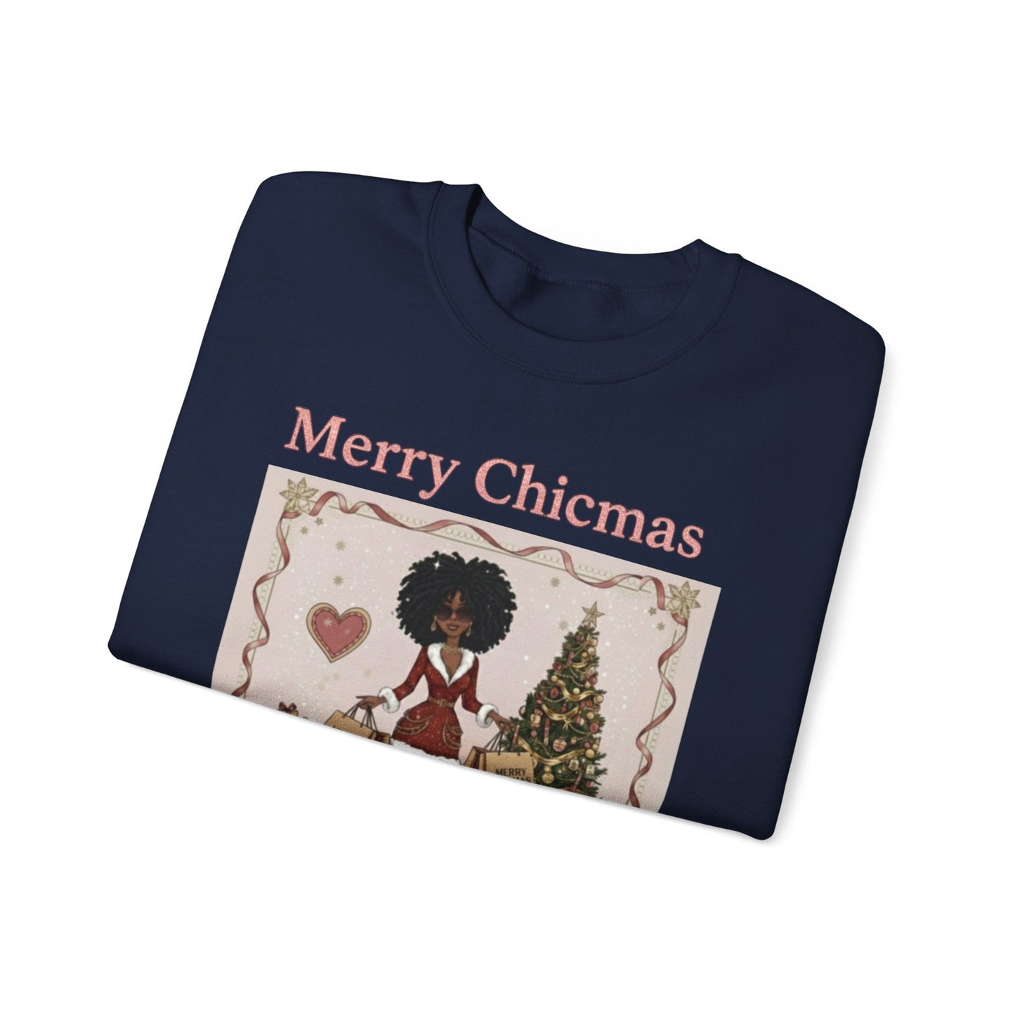 Merry Chicmas (Dark Tone) Unisex Ugly Christmas Sweatshirt