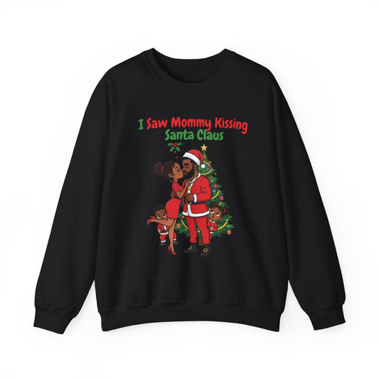 Mommy Kissing Santa Claus (Dark Tone) Unisex Ugly Christmas Sweatshirt