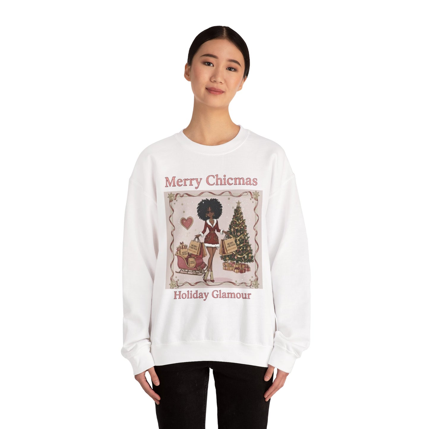 Merry Chicmas (Dark Tone) Unisex Ugly Christmas Sweatshirt