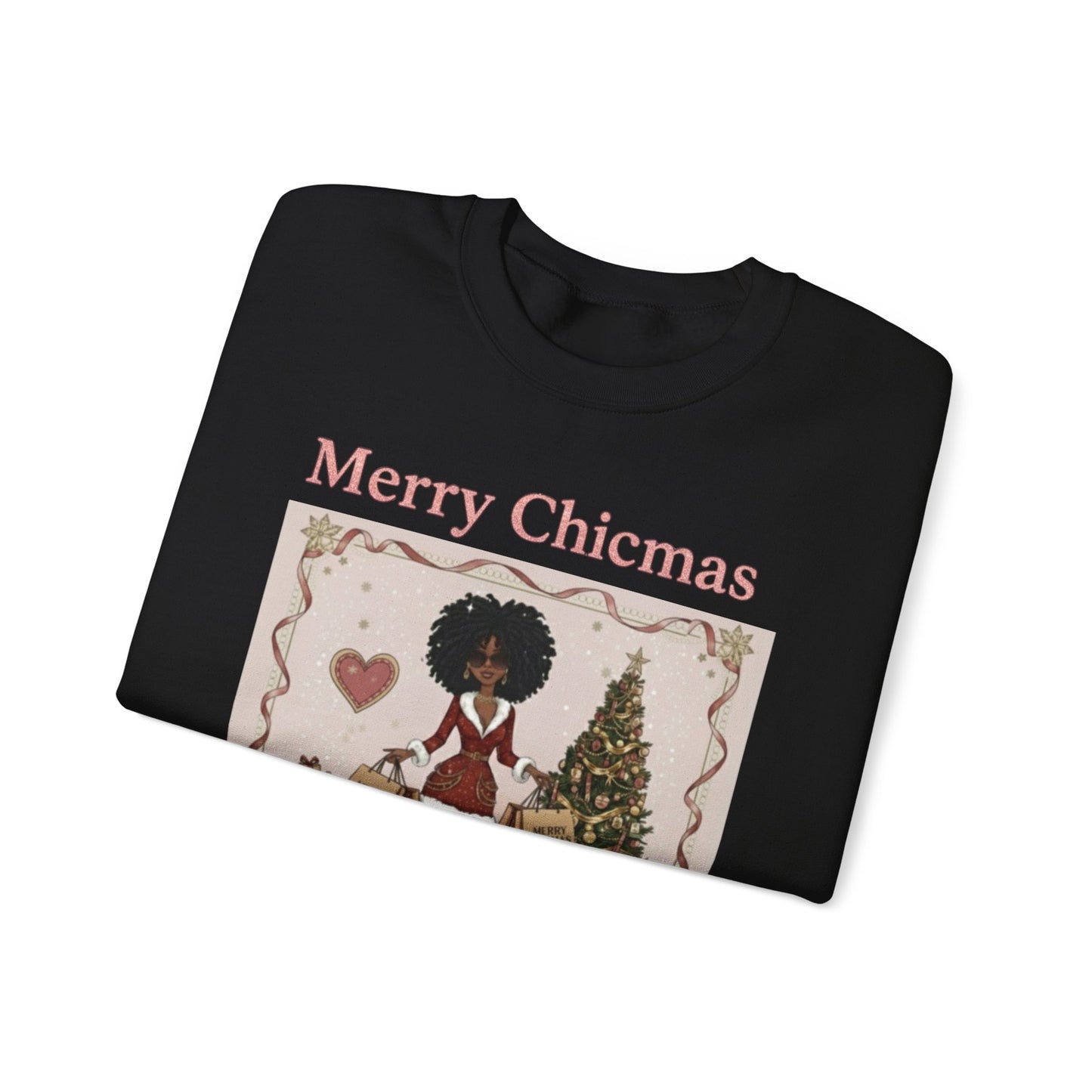 Merry Chicmas (Dark Tone) Unisex Ugly Christmas Sweatshirt