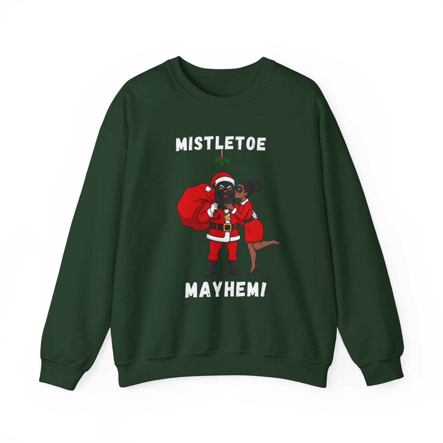 Mistletoe Mayhem (Dark Tone) Unisex Ugly Christmas Sweatshirt