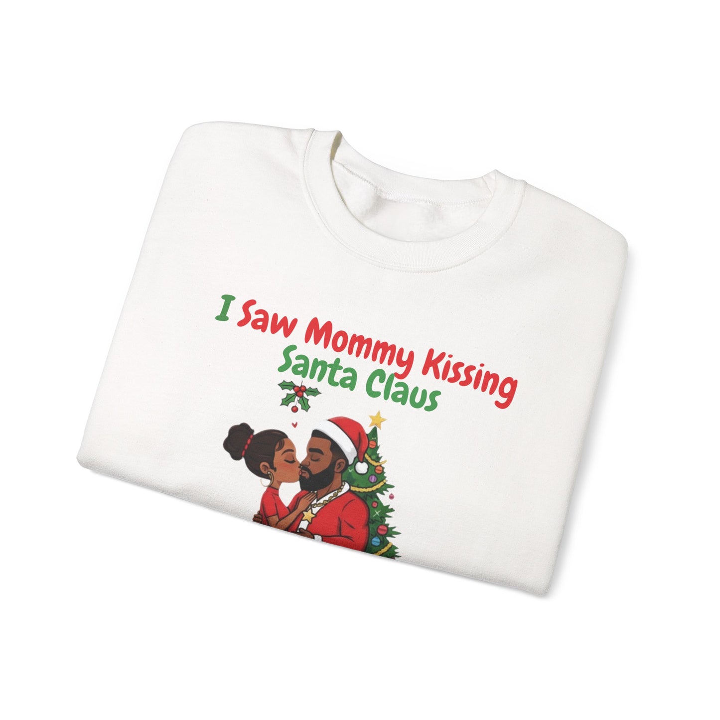 Mommy Kissing Santa Claus (Dark Tone) Unisex Ugly Christmas Sweatshirt