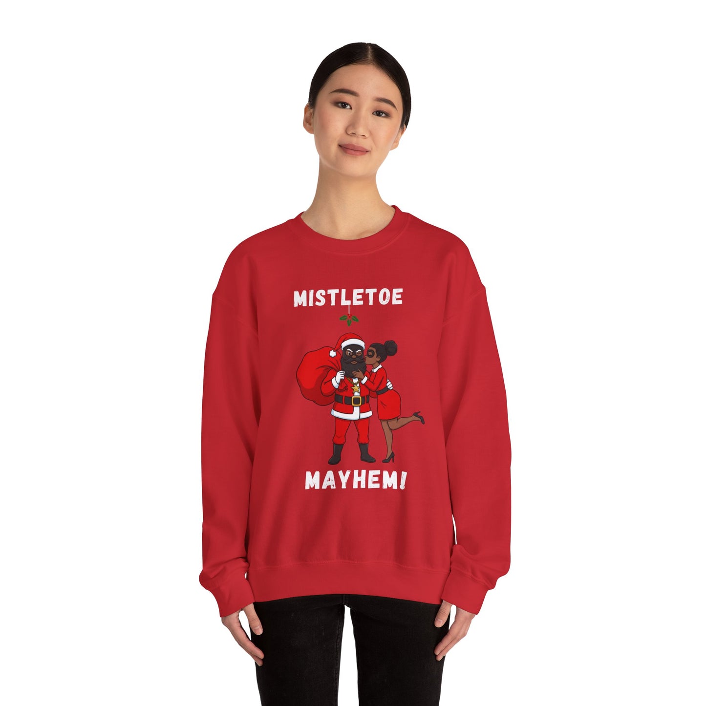 Mistletoe Mayhem (Dark Tone) Unisex Ugly Christmas Sweatshirt