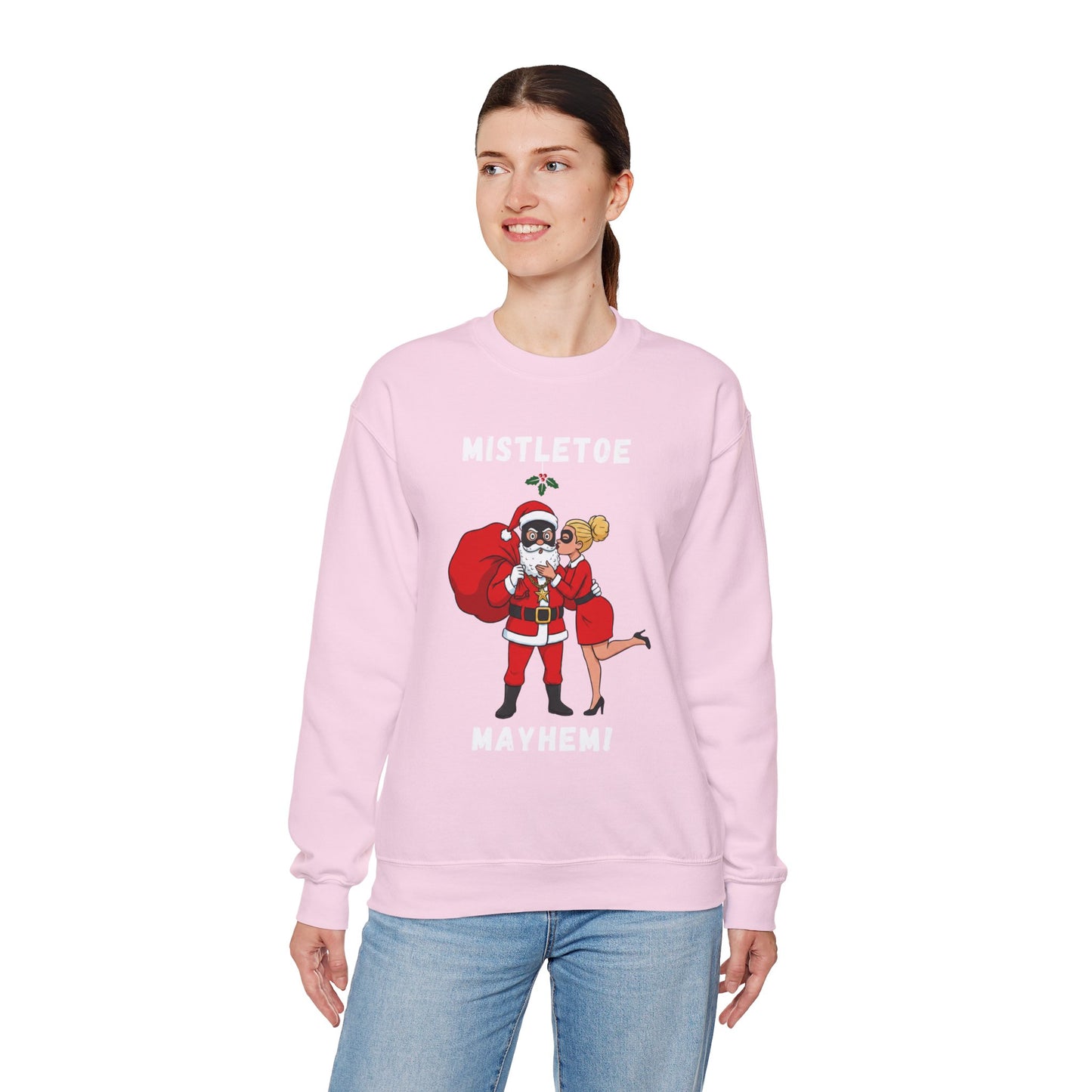 Mistletoe Mayhem (Light Tone) Unisex Ugly Christmas Sweatshirt