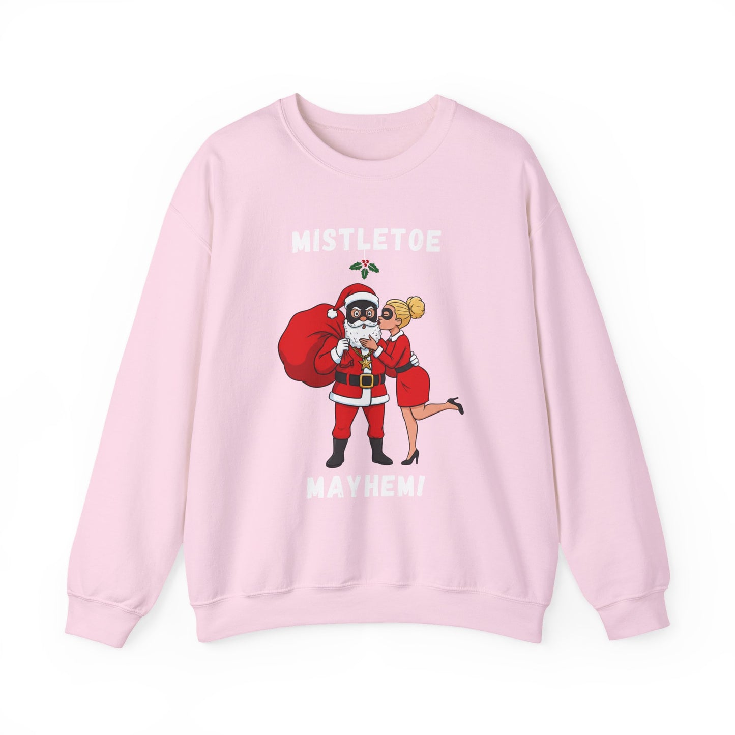 Mistletoe Mayhem (Light Tone) Unisex Ugly Christmas Sweatshirt