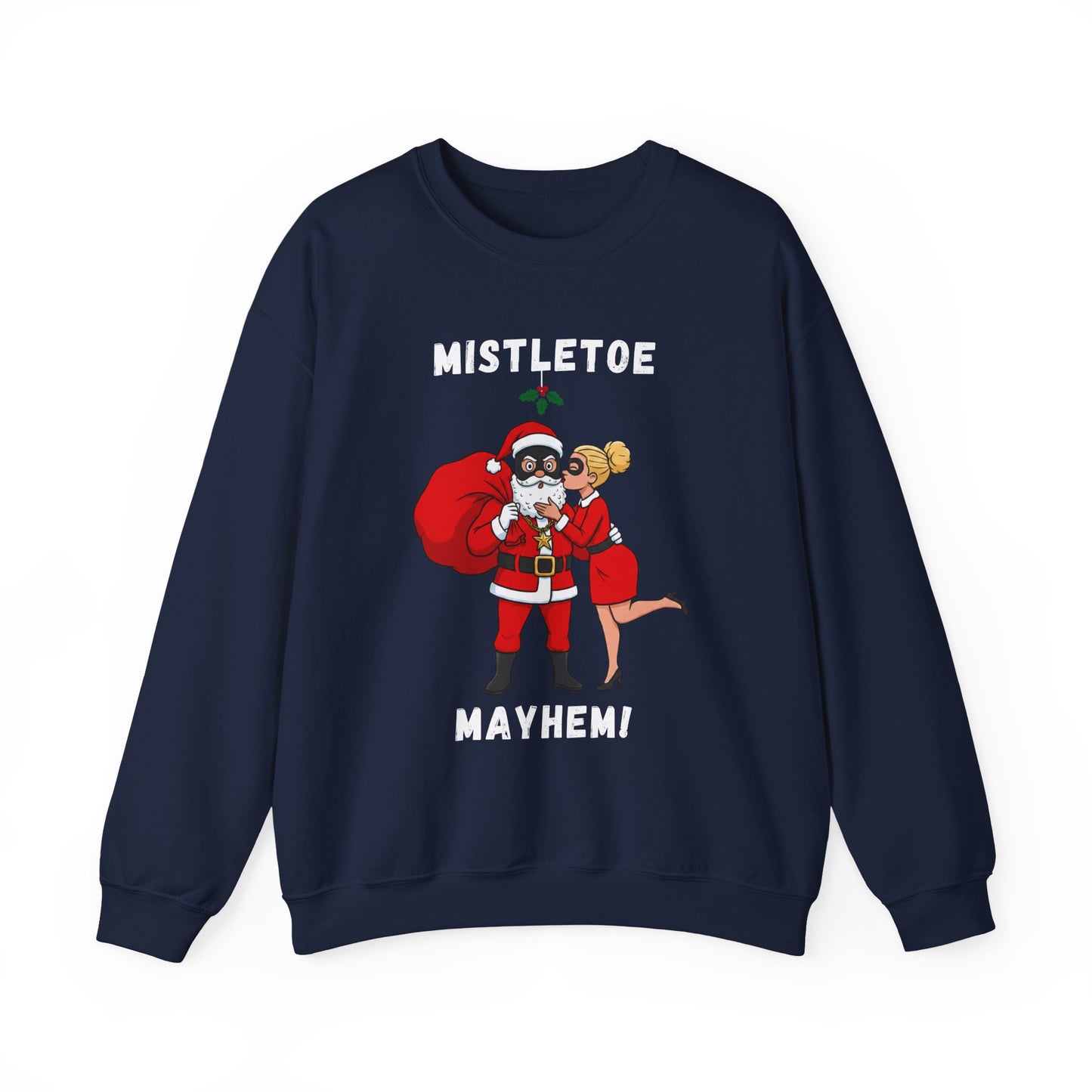 Mistletoe Mayhem (Light Tone) Unisex Ugly Christmas Sweatshirt