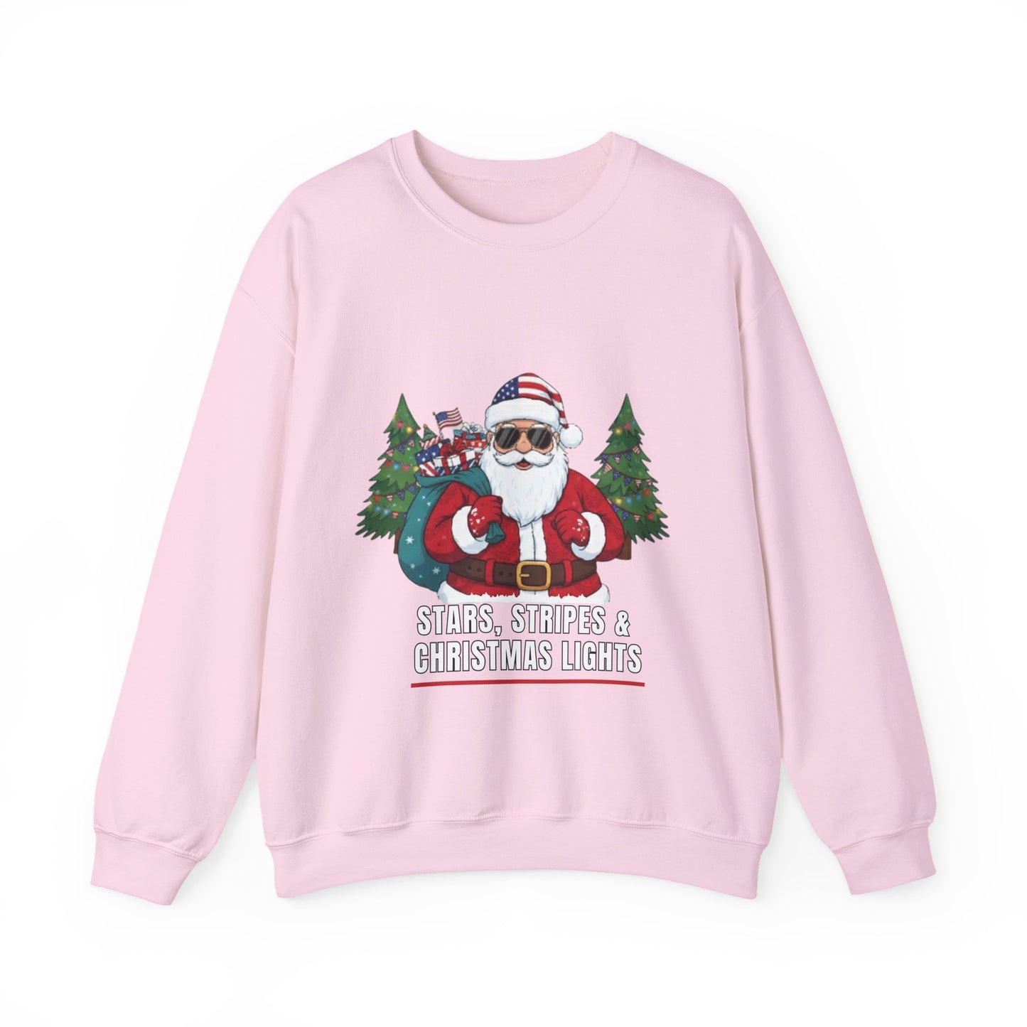 Stars, Stripes & Christmas Lights Unisex Ugly Sweatshirt