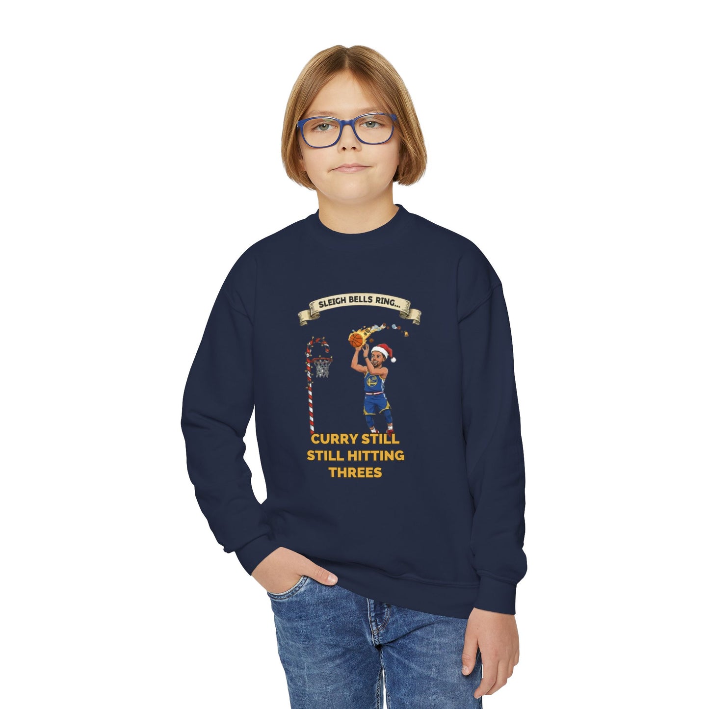Youth - Steph Curry Still Hitting Threes Ugly Christmas Sweatshirt