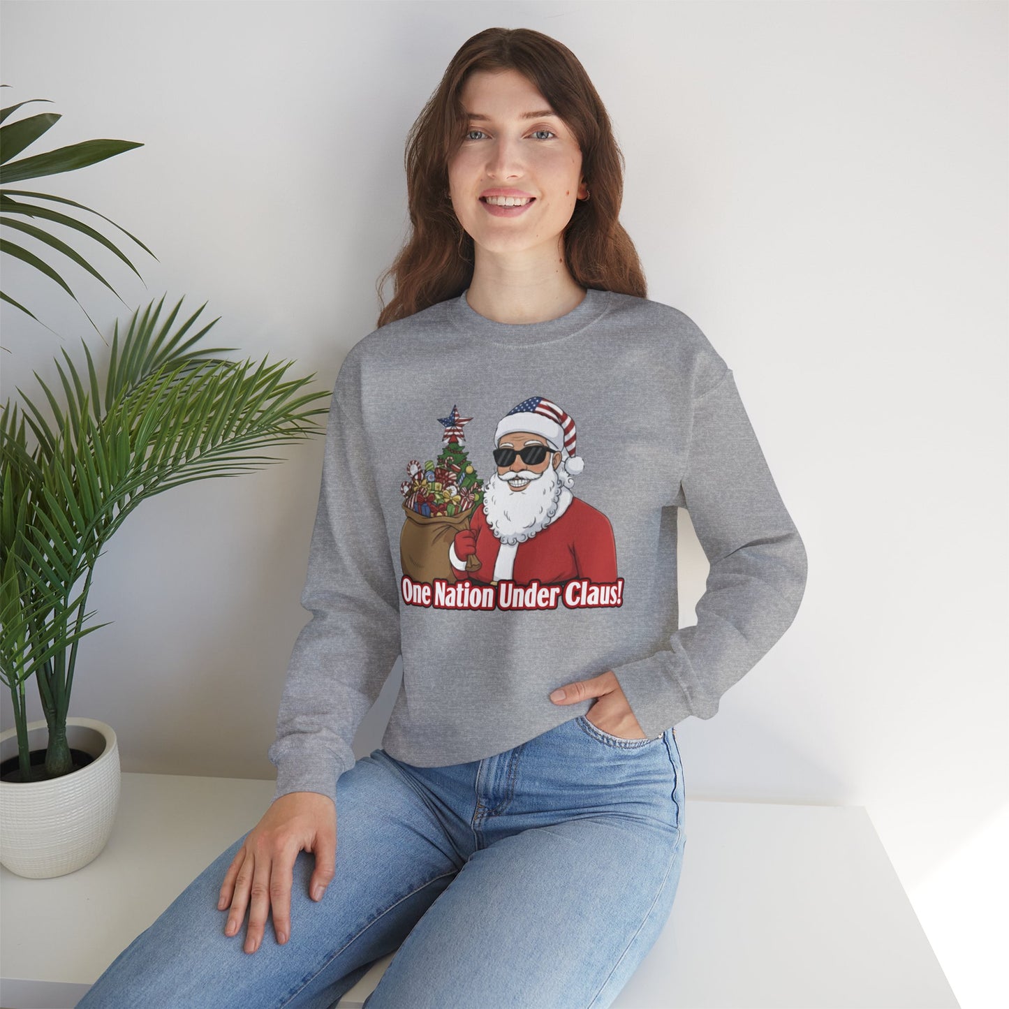 One Nation Under Claus Unisex Ugly Christmas Sweatshirt
