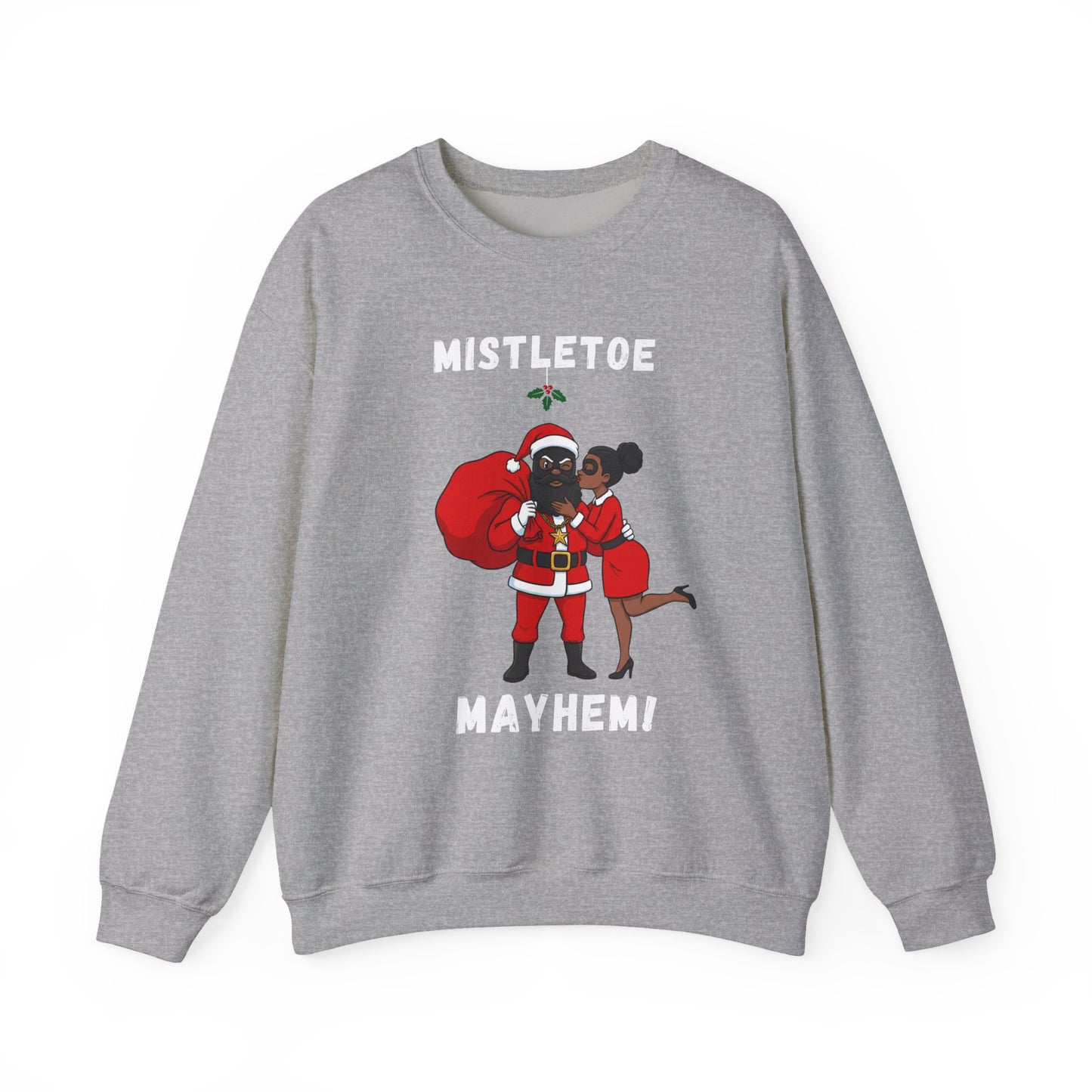 Mistletoe Mayhem (Dark Tone) Unisex Ugly Christmas Sweatshirt
