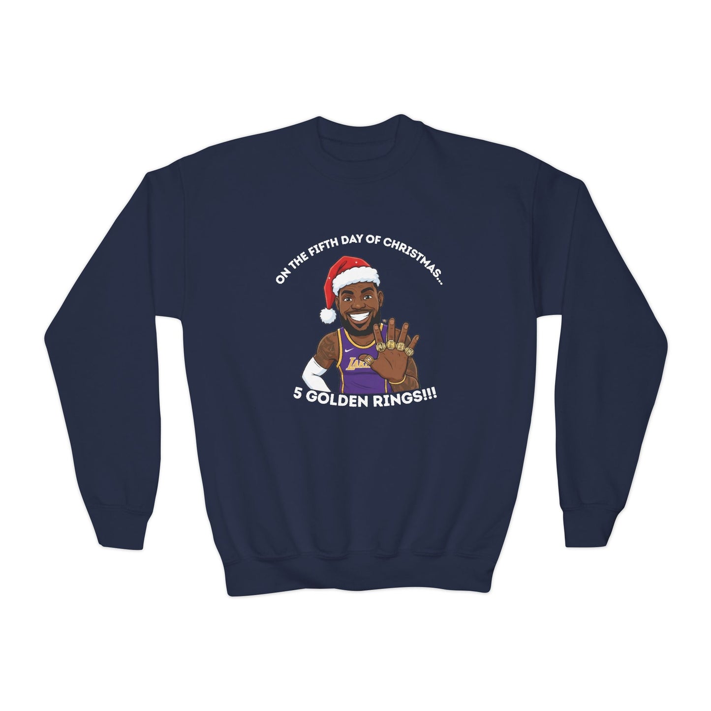 Youth - LeBron James 5 Golden Rings, Ugly Christmas Sweatshirt