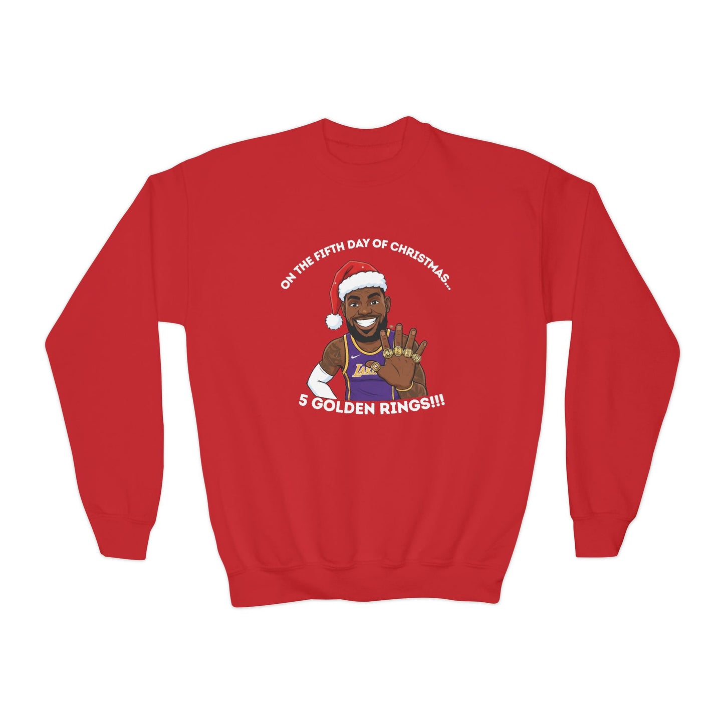 Youth - LeBron James 5 Golden Rings, Ugly Christmas Sweatshirt
