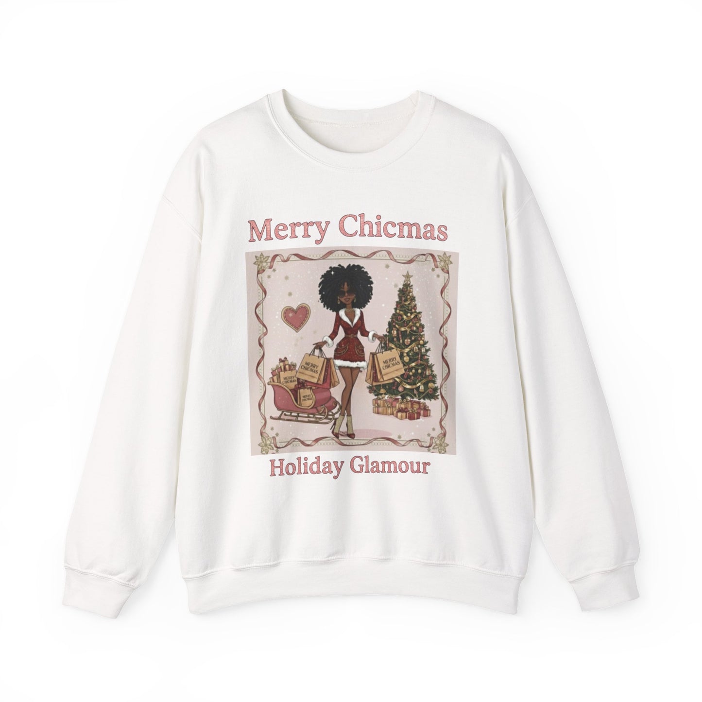 Merry Chicmas (Dark Tone) Unisex Ugly Christmas Sweatshirt