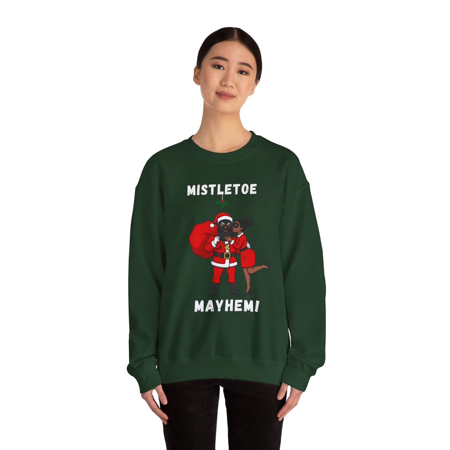 Mistletoe Mayhem (Dark Tone) Unisex Ugly Christmas Sweatshirt