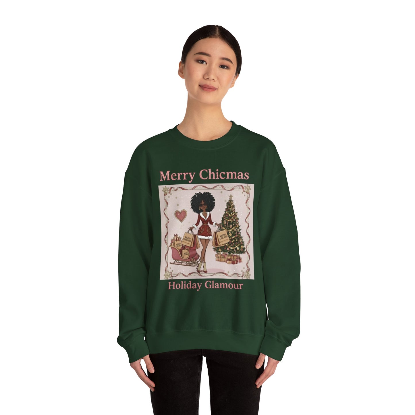 Merry Chicmas (Dark Tone) Unisex Ugly Christmas Sweatshirt