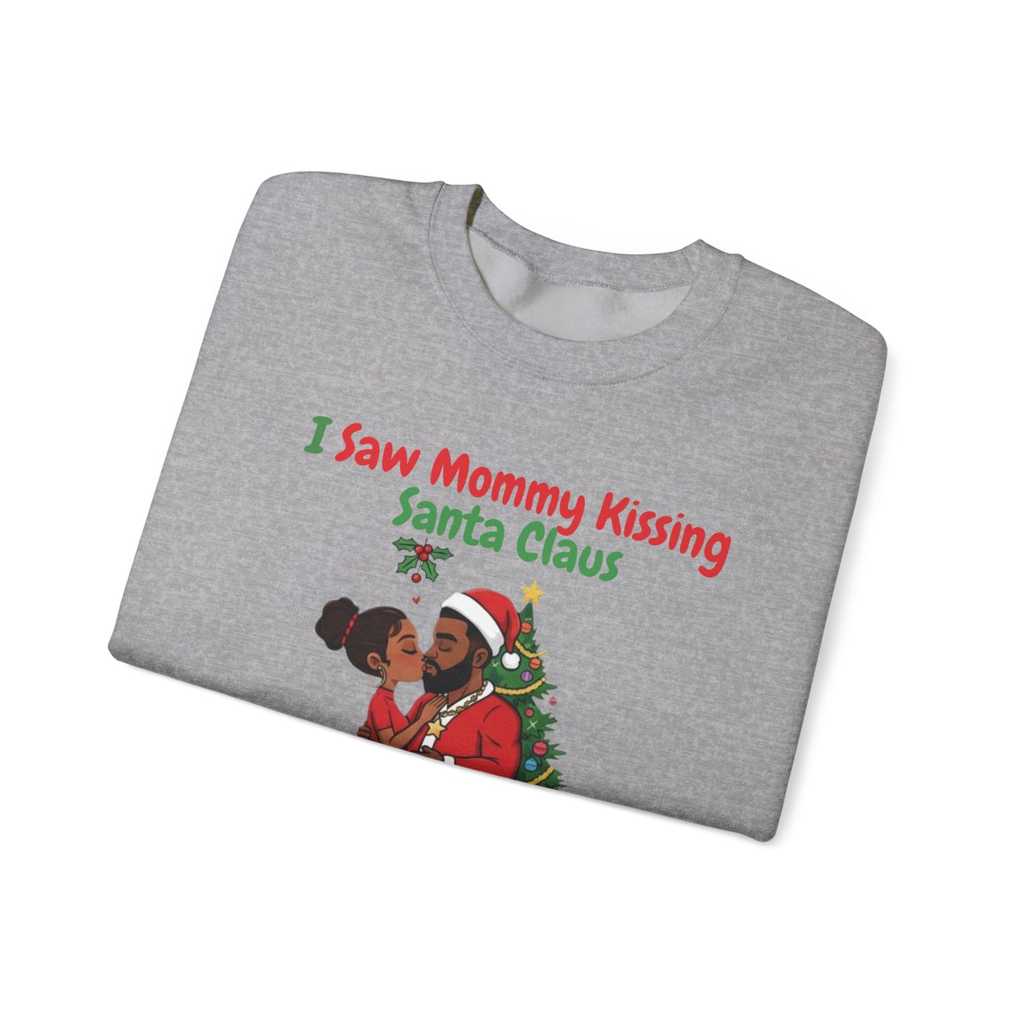 Mommy Kissing Santa Claus (Dark Tone) Unisex Ugly Christmas Sweatshirt