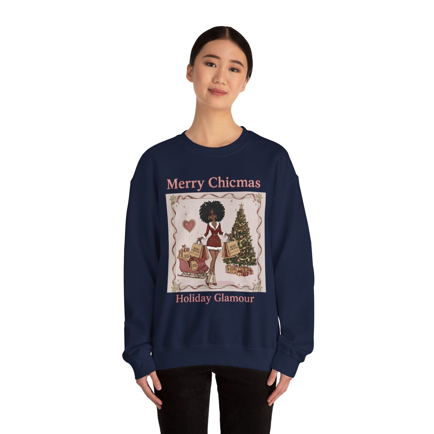 Merry Chicmas (Dark Tone) Unisex Ugly Christmas Sweatshirt