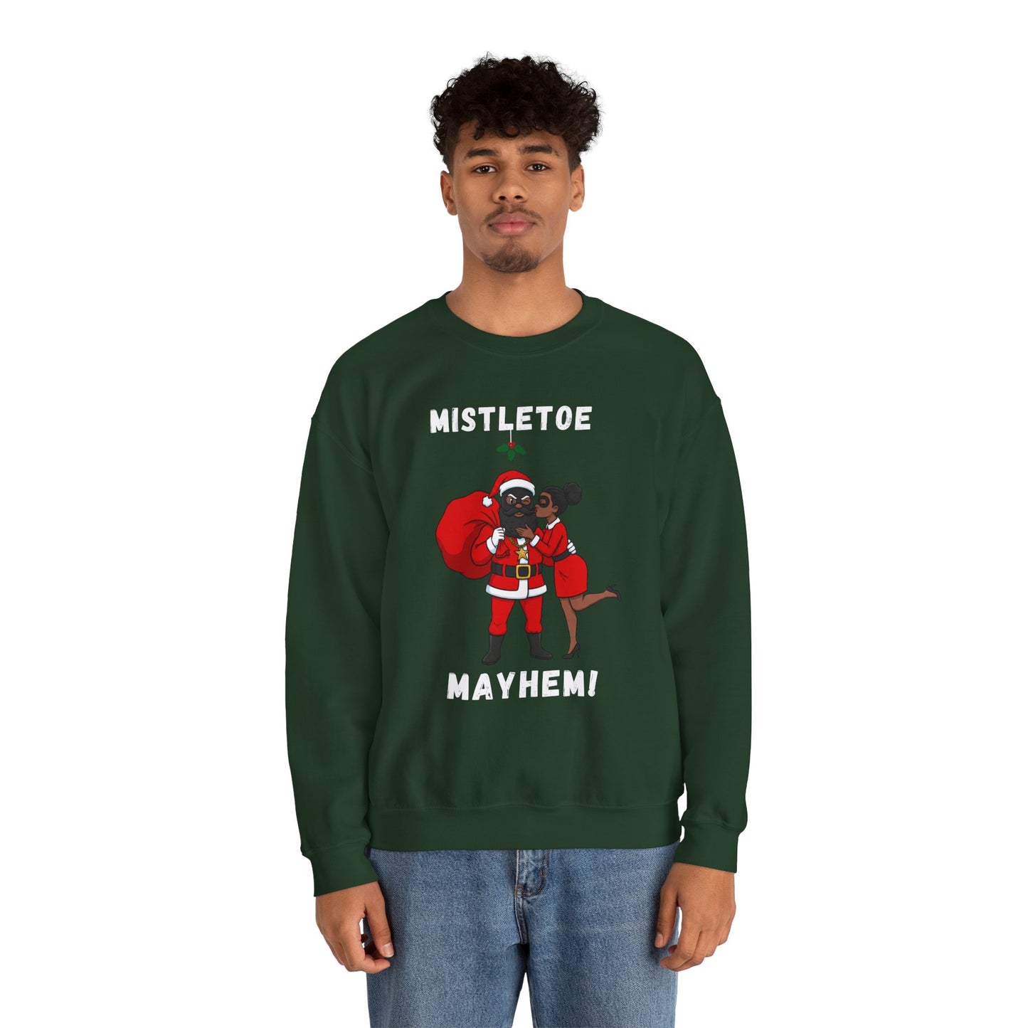Mistletoe Mayhem (Dark Tone) Unisex Ugly Christmas Sweatshirt