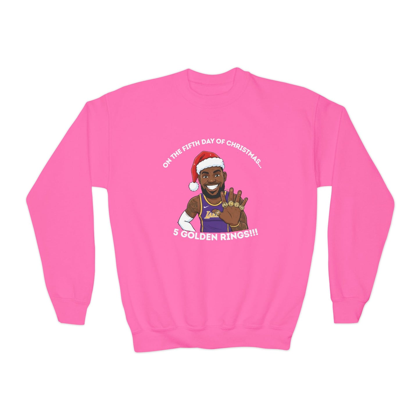 Youth - LeBron James 5 Golden Rings, Ugly Christmas Sweatshirt