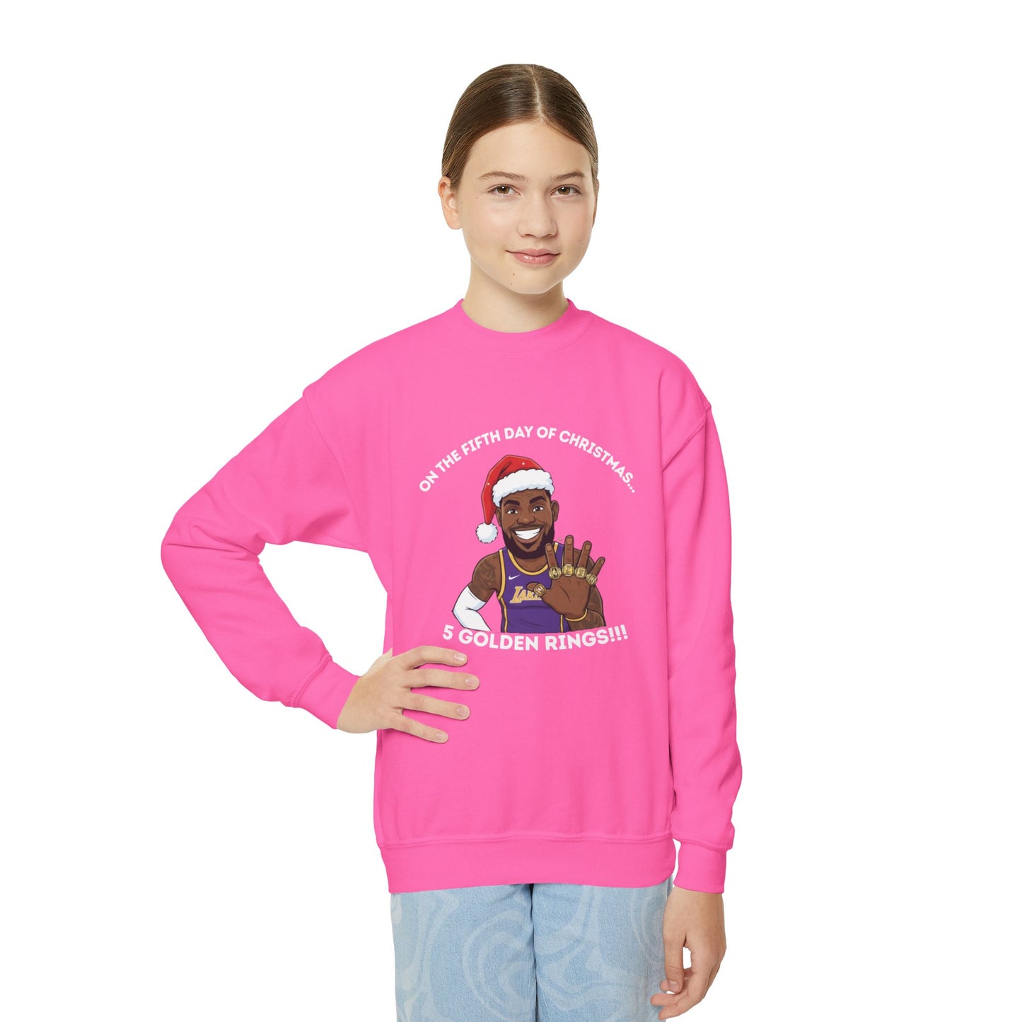 Youth - LeBron James 5 Golden Rings, Ugly Christmas Sweatshirt