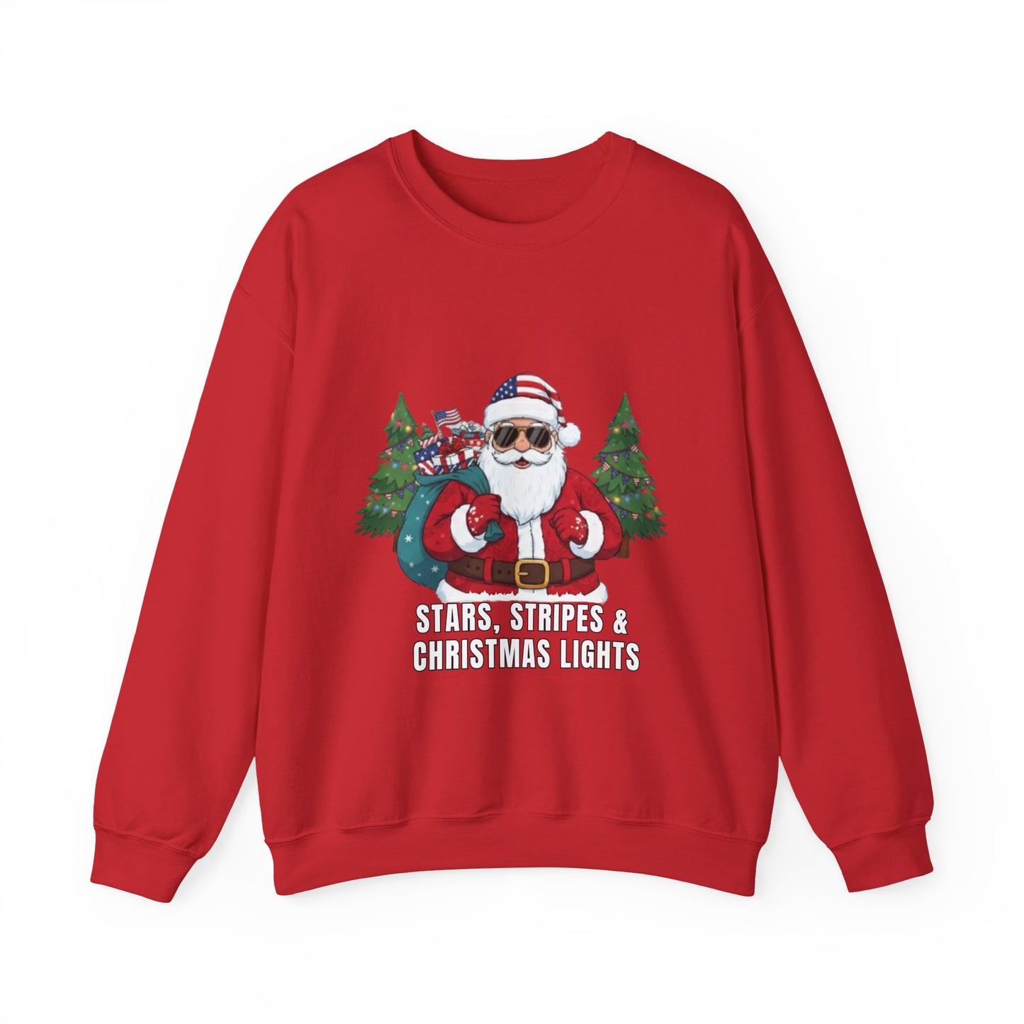 Stars, Stripes & Christmas Lights Unisex Ugly Sweatshirt