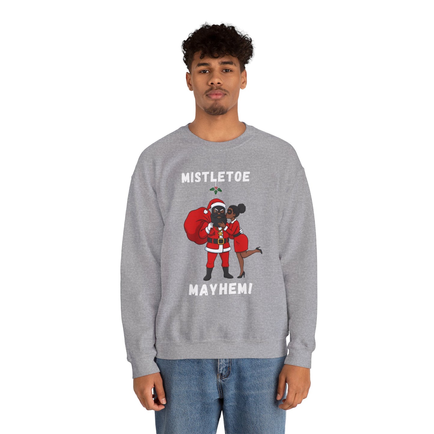 Mistletoe Mayhem (Dark Tone) Unisex Ugly Christmas Sweatshirt