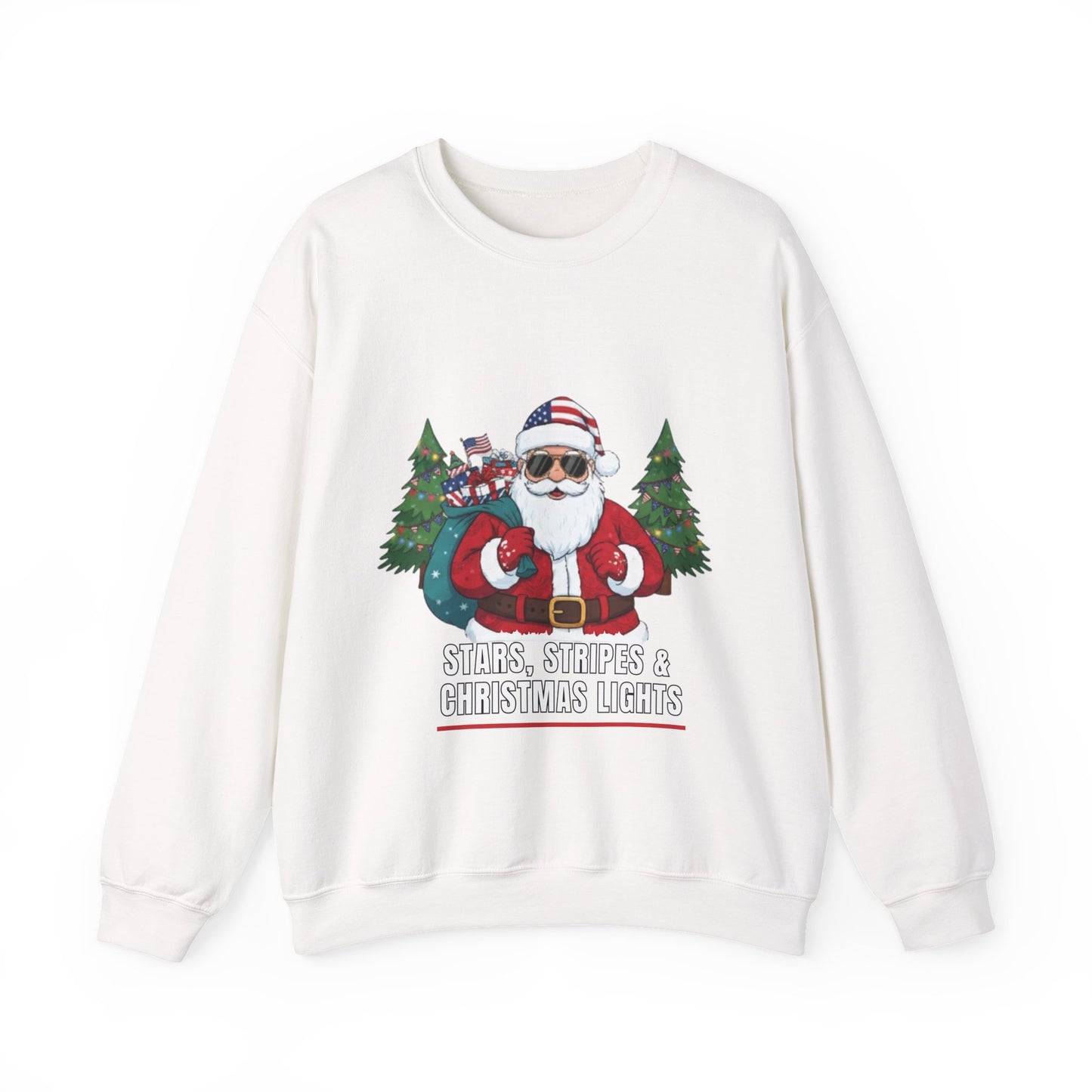 Stars, Stripes & Christmas Lights Unisex Ugly Sweatshirt