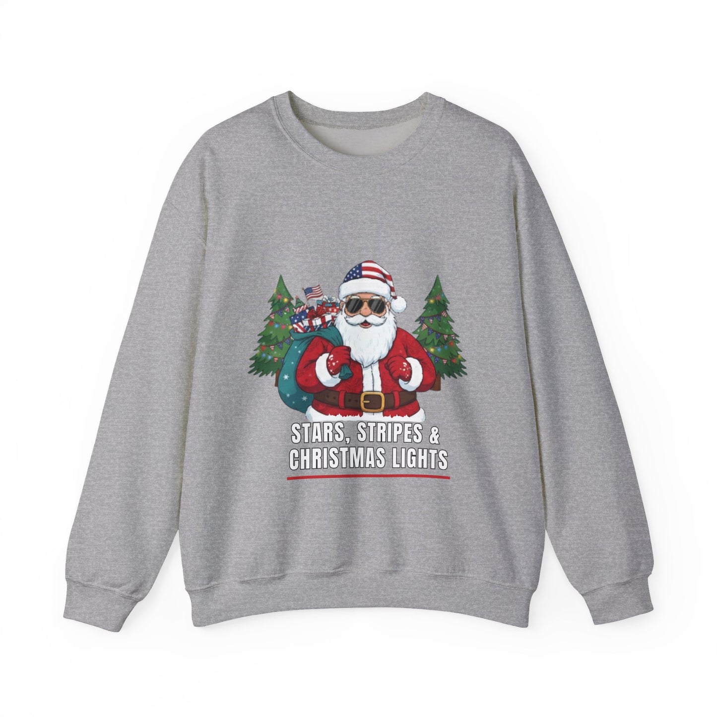 Stars, Stripes & Christmas Lights Unisex Ugly Sweatshirt