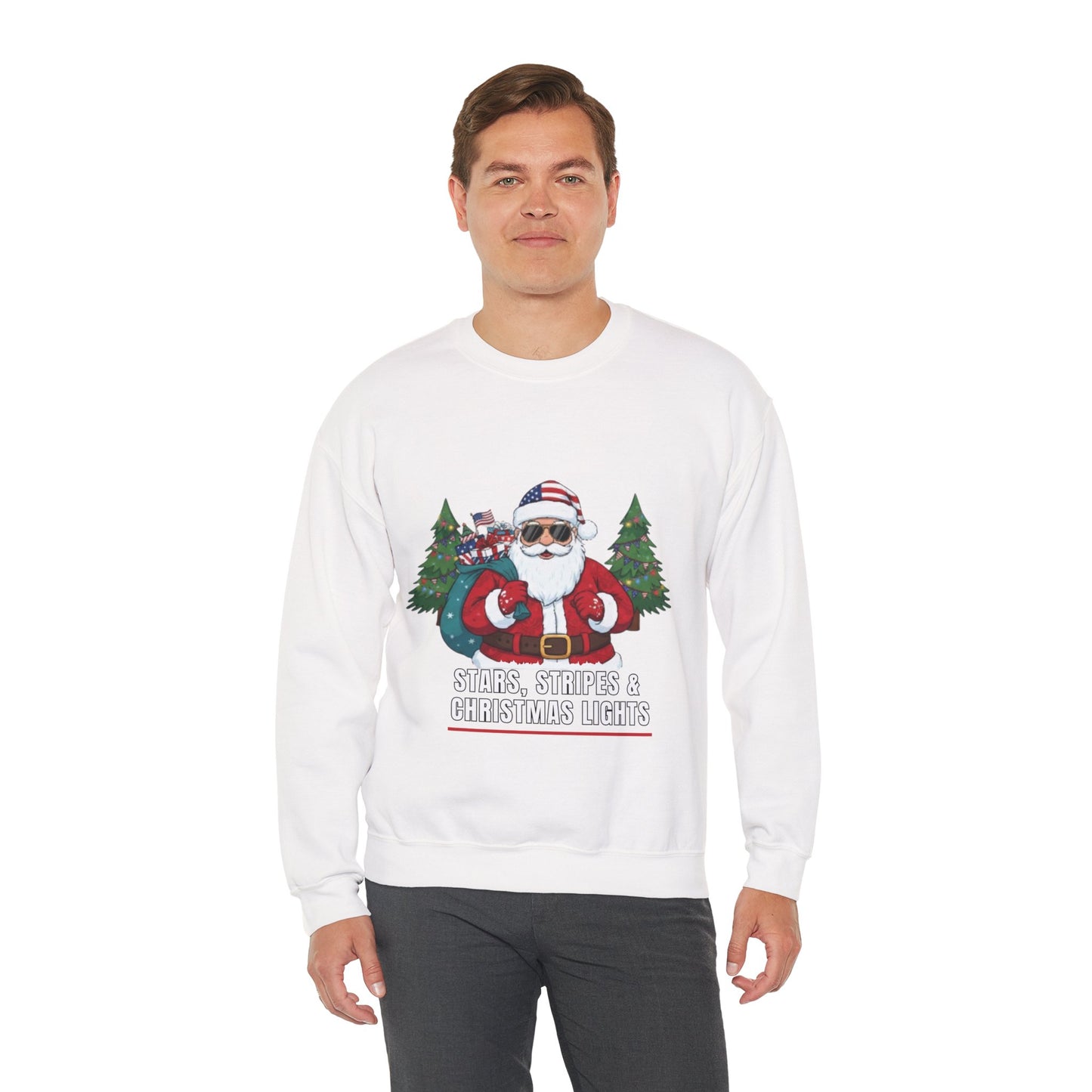 Stars, Stripes & Christmas Lights Unisex Ugly Sweatshirt
