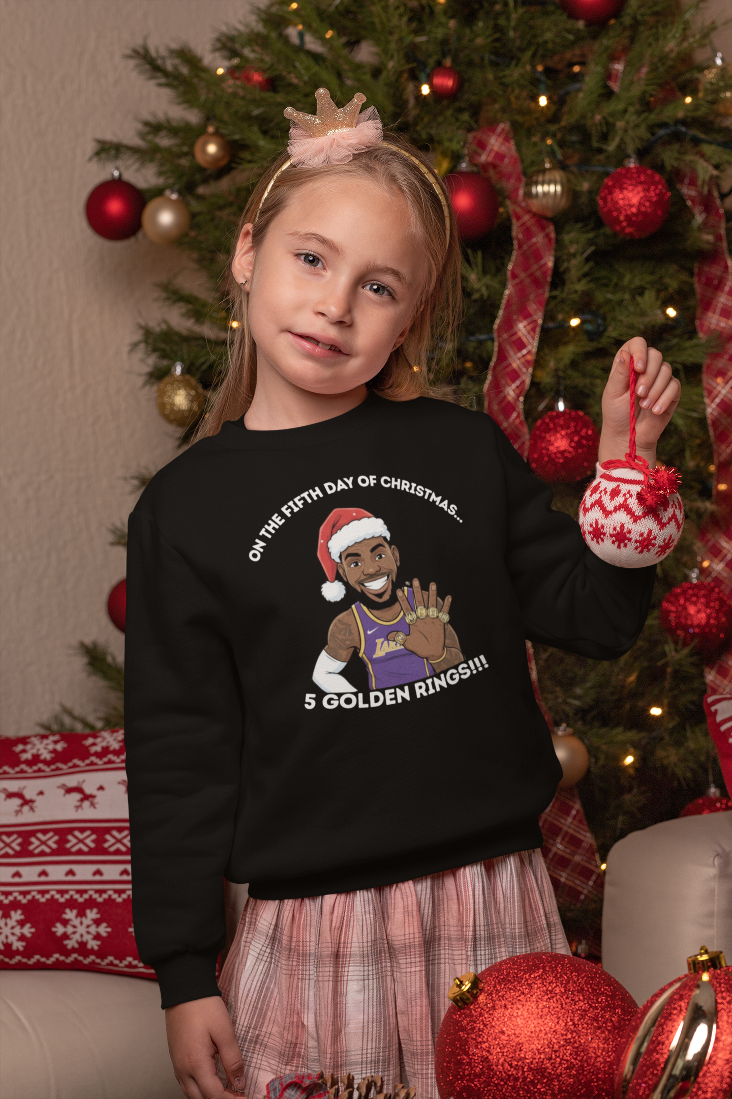 Youth - LeBron James 5 Golden Rings, Ugly Christmas Sweatshirt