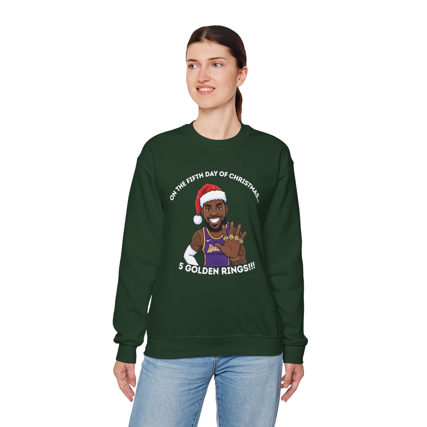 Lebron James 5 Golden Rings Unisex Ugly Christmas Sweatshirt