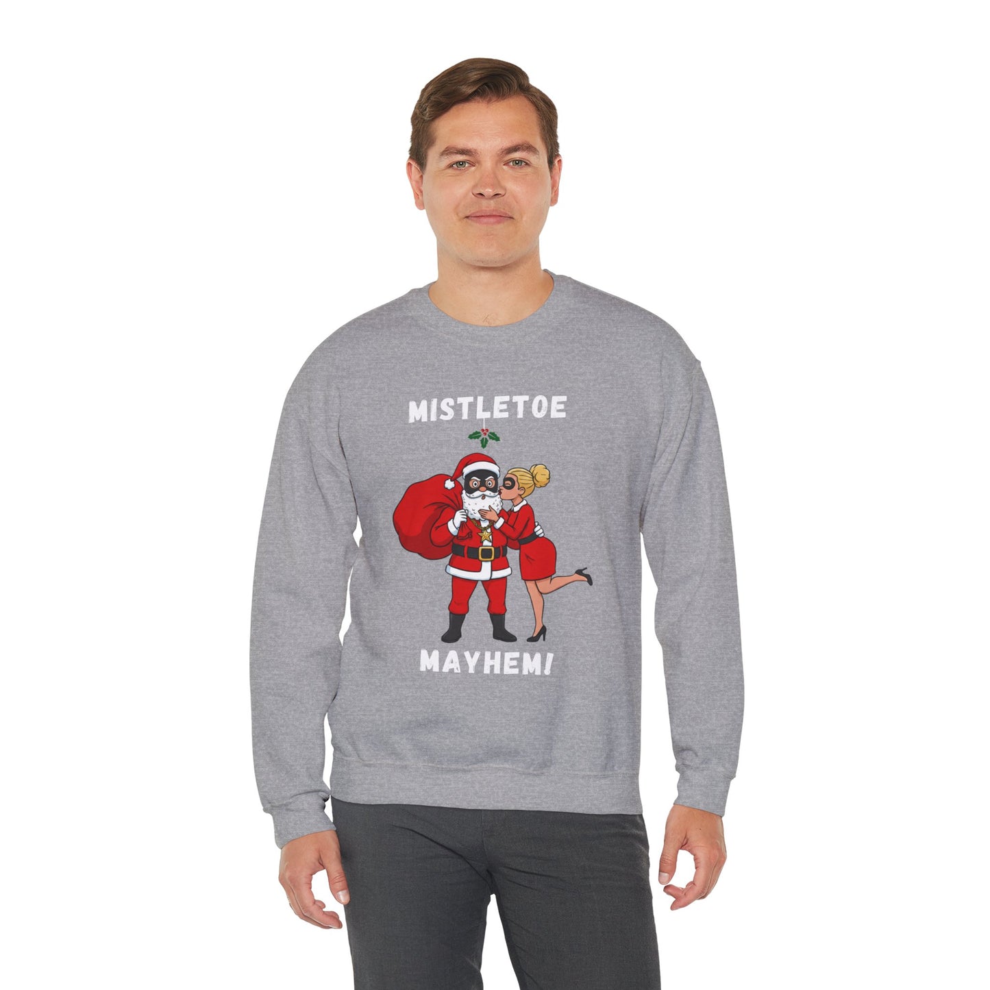 Mistletoe Mayhem (Light Tone) Unisex Ugly Christmas Sweatshirt