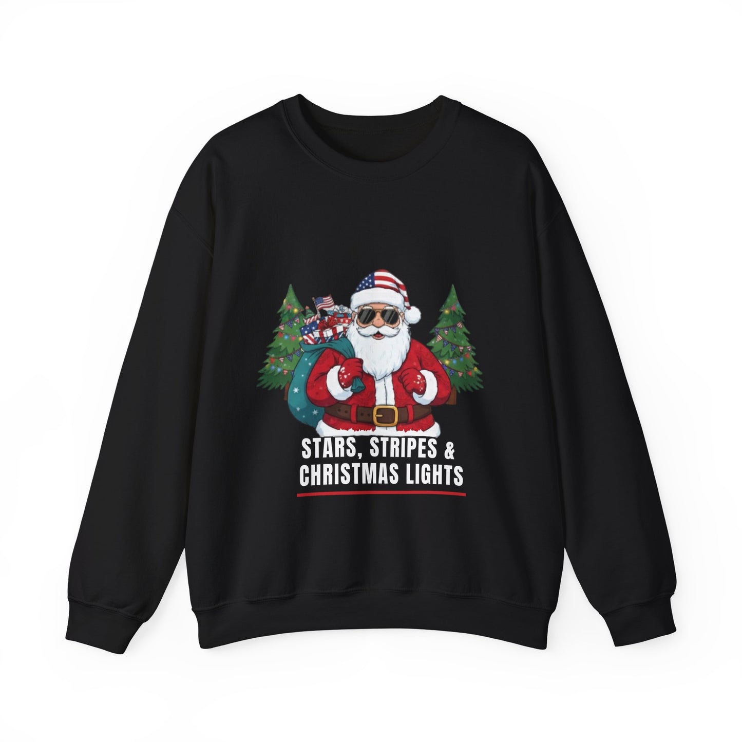 Stars, Stripes & Christmas Lights Unisex Ugly Sweatshirt