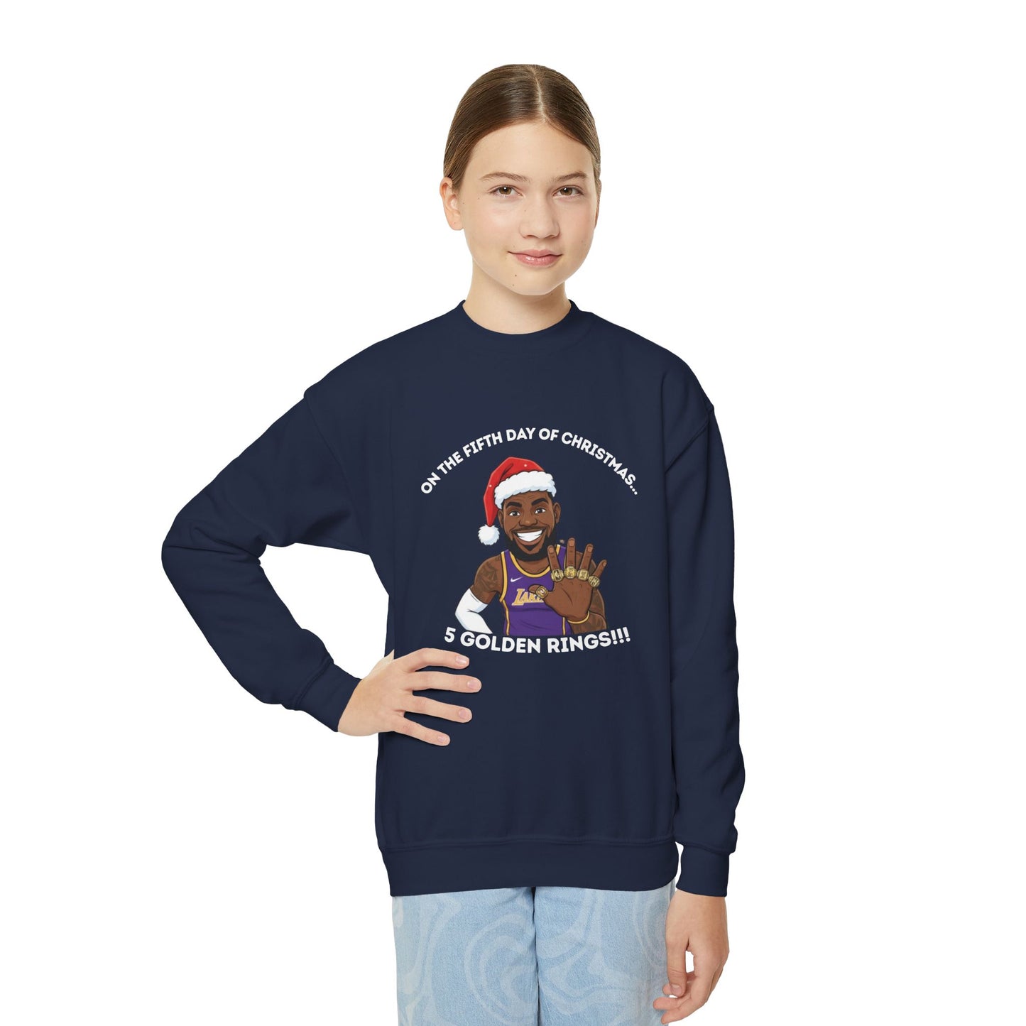 Youth - LeBron James 5 Golden Rings, Ugly Christmas Sweatshirt