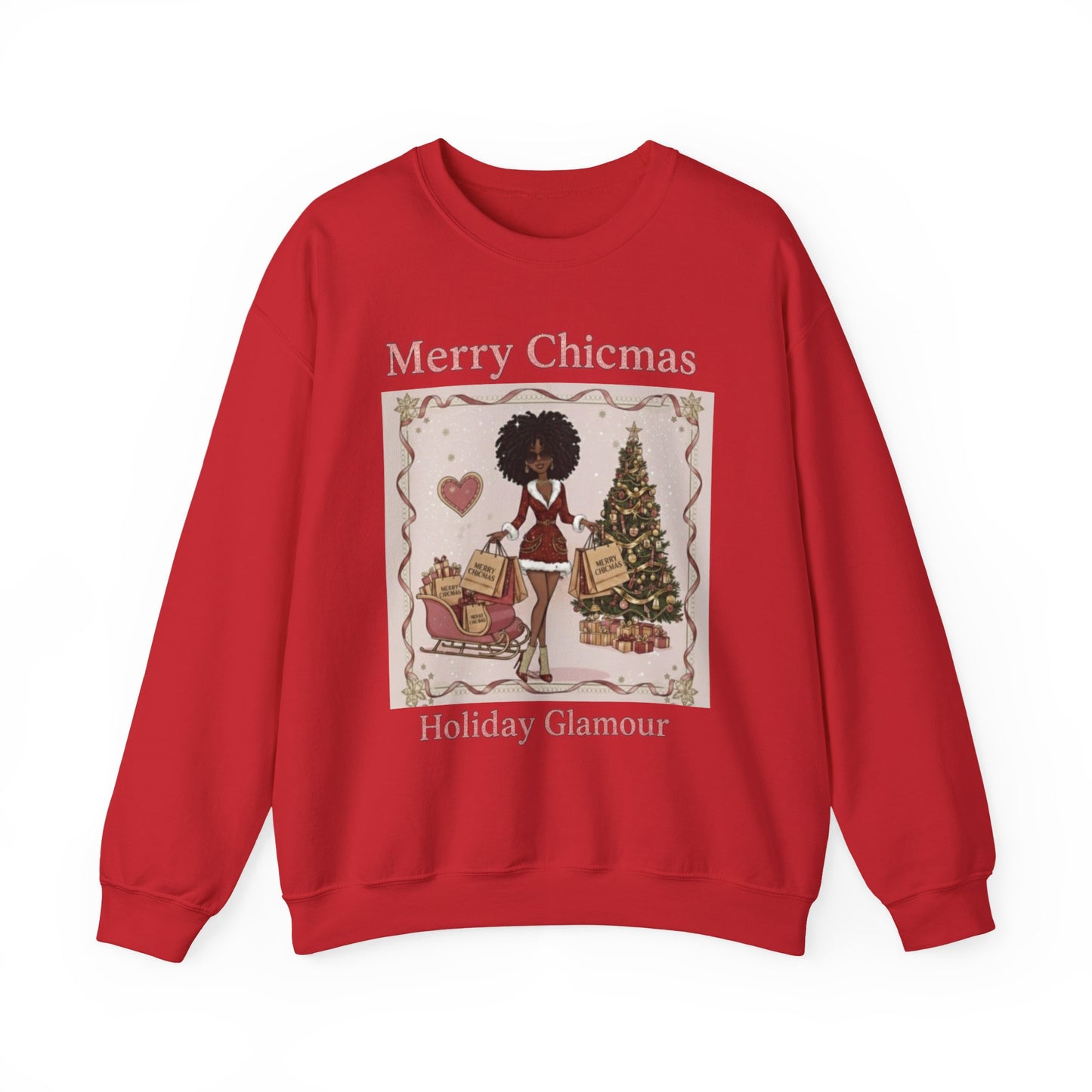 Merry Chicmas (Dark Tone) Unisex Ugly Christmas Sweatshirt