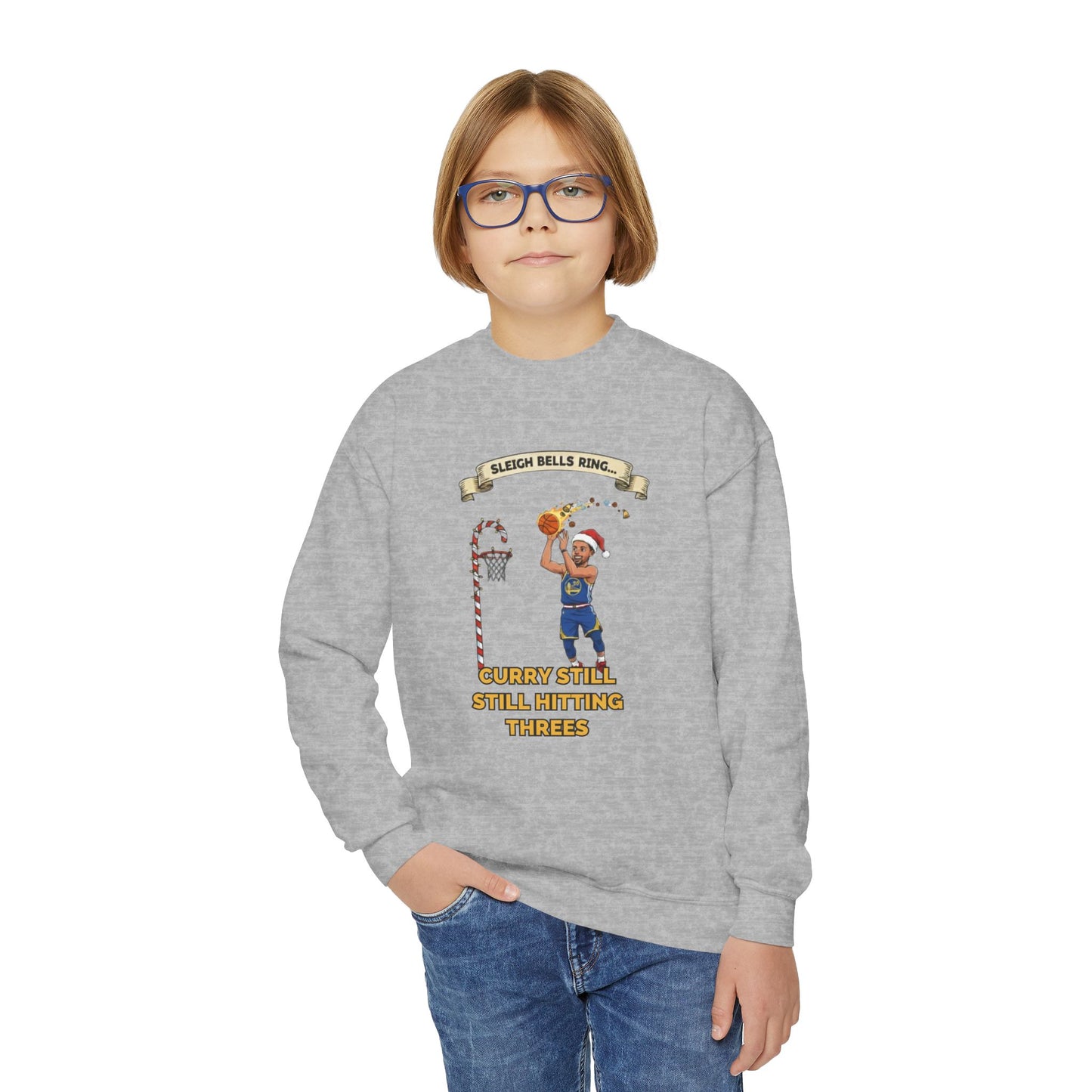 Youth - Steph Curry Still Hitting Threes Ugly Christmas Sweatshirt