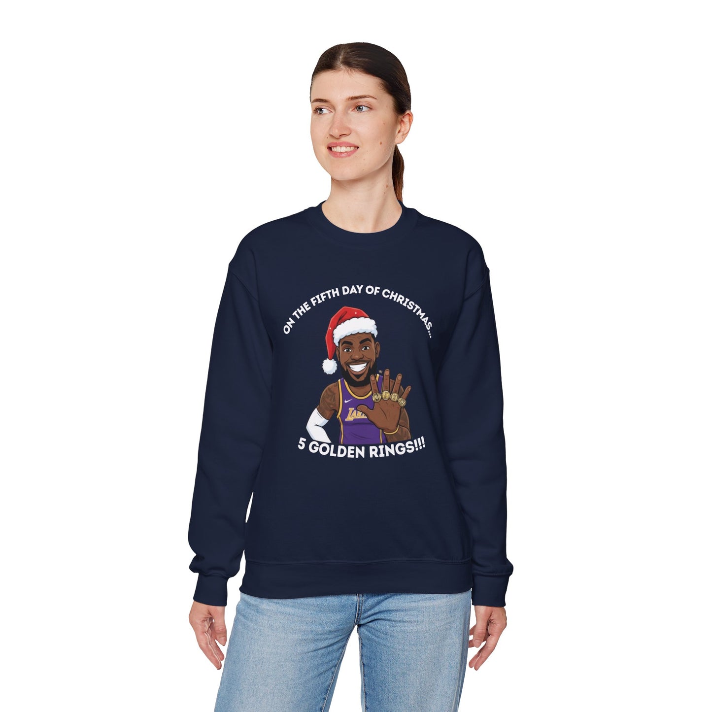 Lebron James 5 Golden Rings Unisex Ugly Christmas Sweatshirt