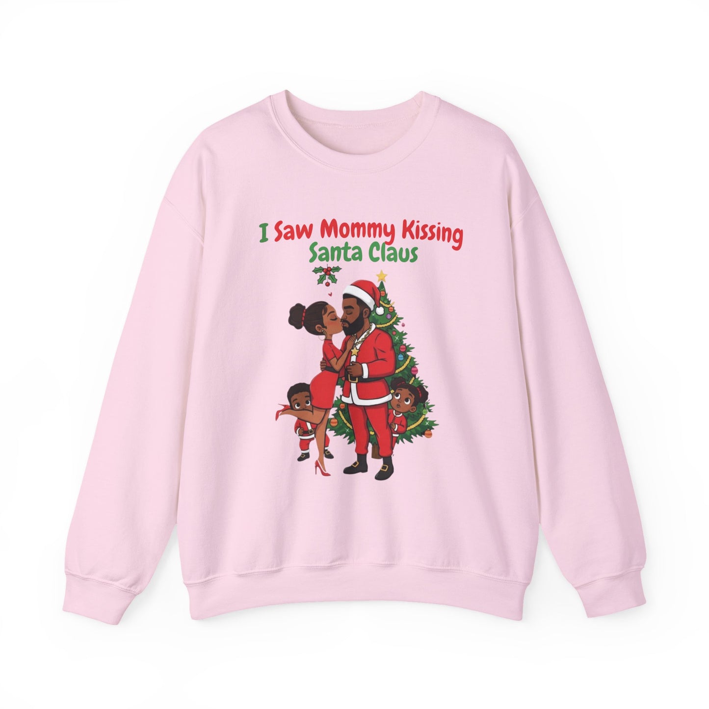 Mommy Kissing Santa Claus (Dark Tone) Unisex Ugly Christmas Sweatshirt