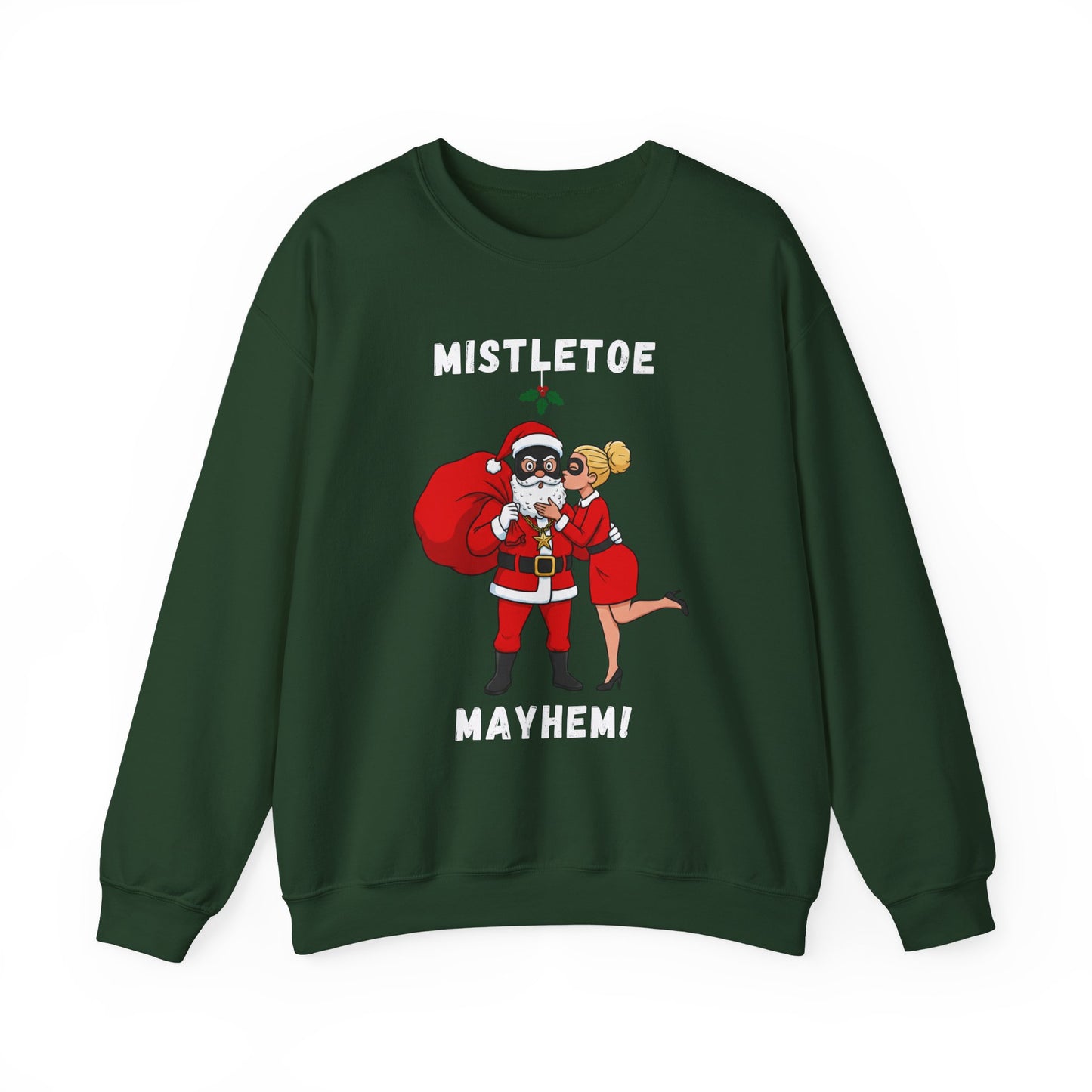 Mistletoe Mayhem (Light Tone) Unisex Ugly Christmas Sweatshirt