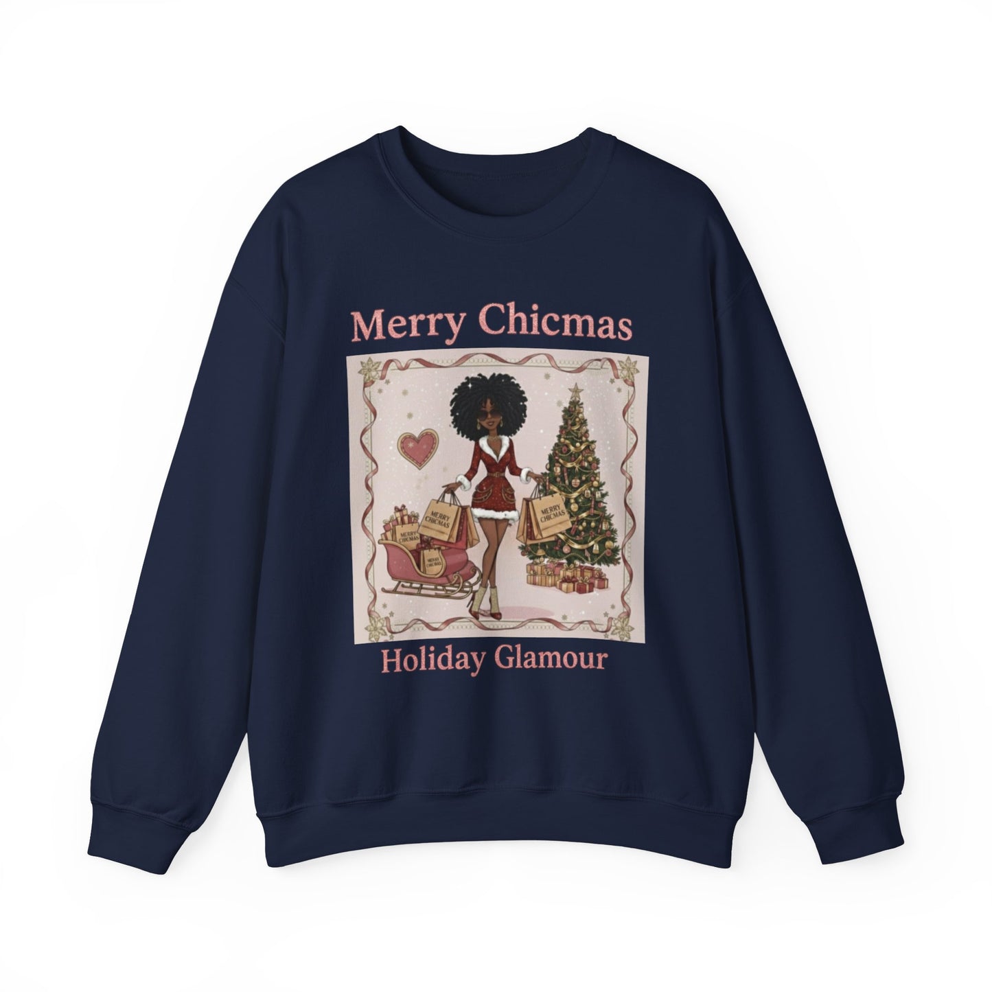 Merry Chicmas (Dark Tone) Unisex Ugly Christmas Sweatshirt