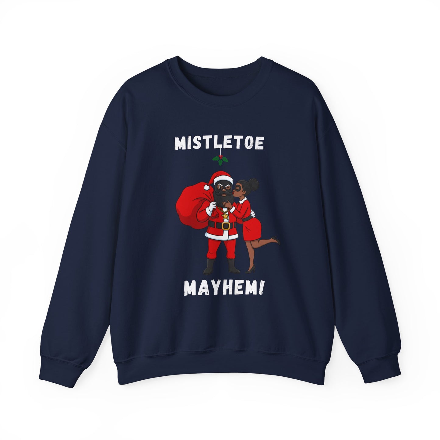 Mistletoe Mayhem (Dark Tone) Unisex Ugly Christmas Sweatshirt