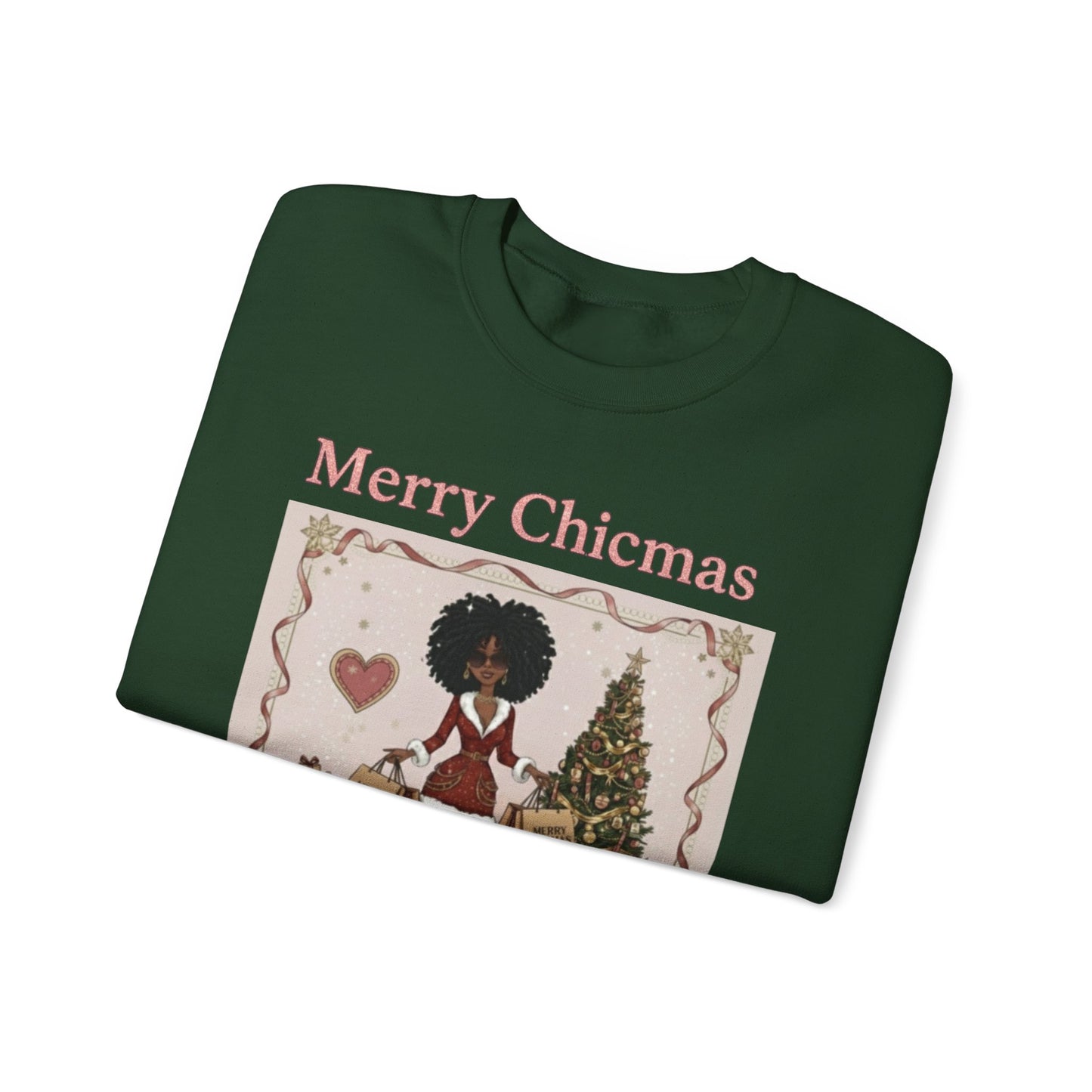 Merry Chicmas (Dark Tone) Unisex Ugly Christmas Sweatshirt