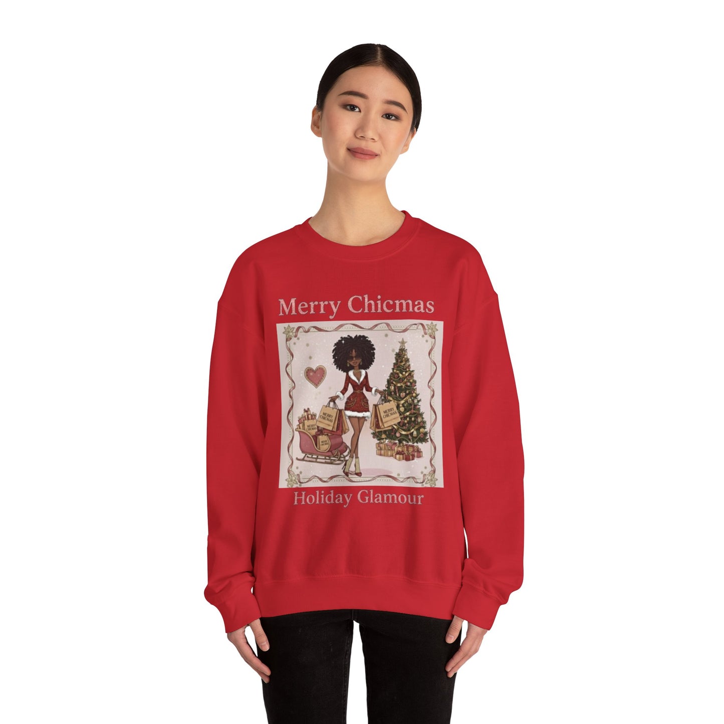 Merry Chicmas (Dark Tone) Unisex Ugly Christmas Sweatshirt
