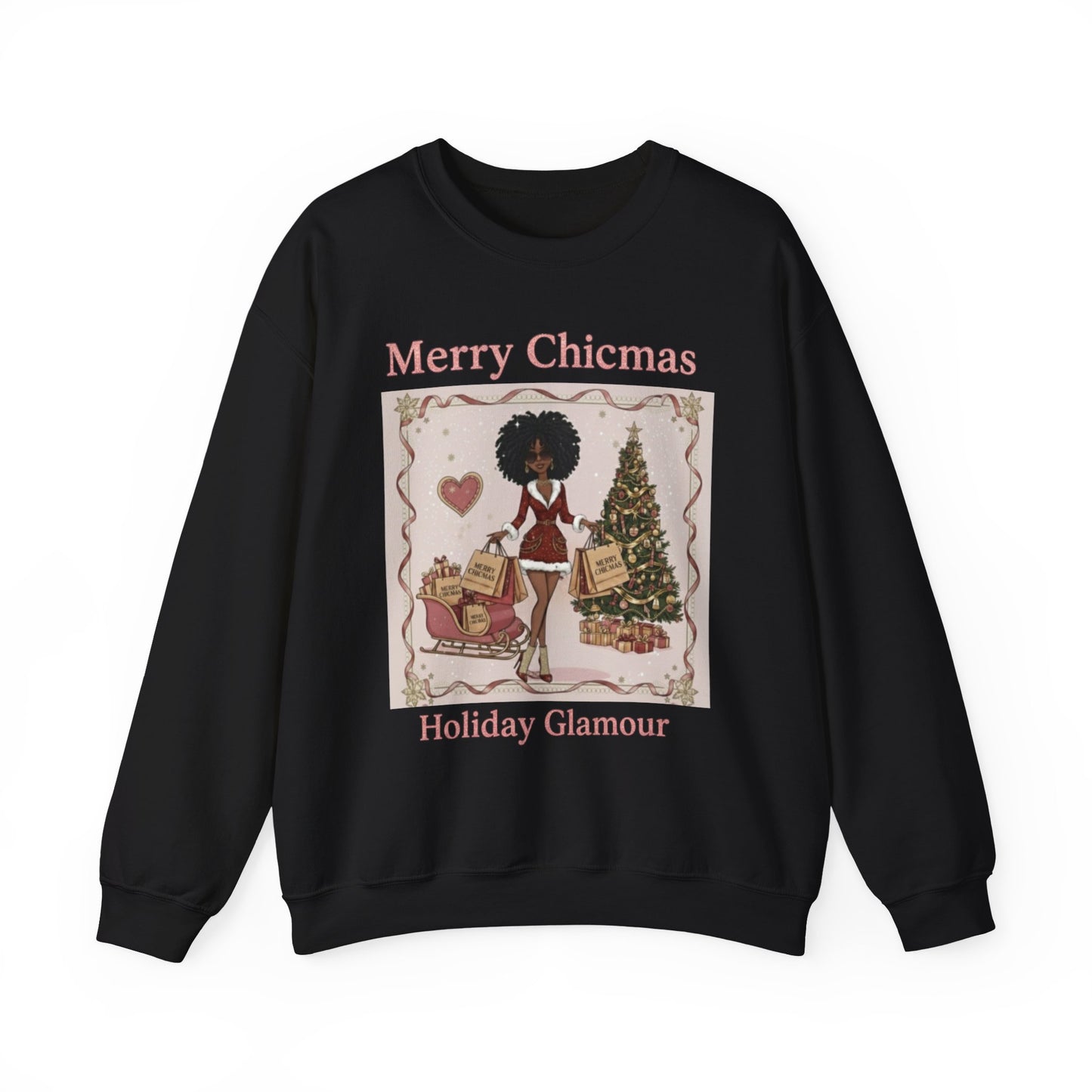 Merry Chicmas (Dark Tone) Unisex Ugly Christmas Sweatshirt